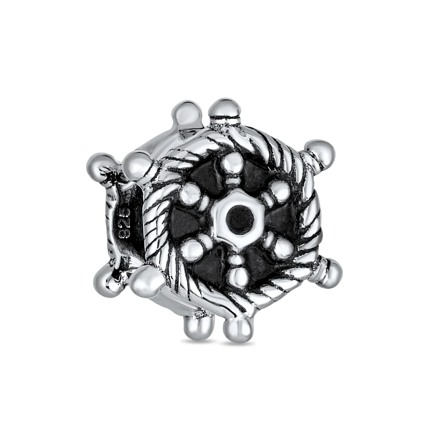 Set of 2 Nautical Boat Ship Wheel and Anchor Rope Charm Bead Sterling Silver - Image 5