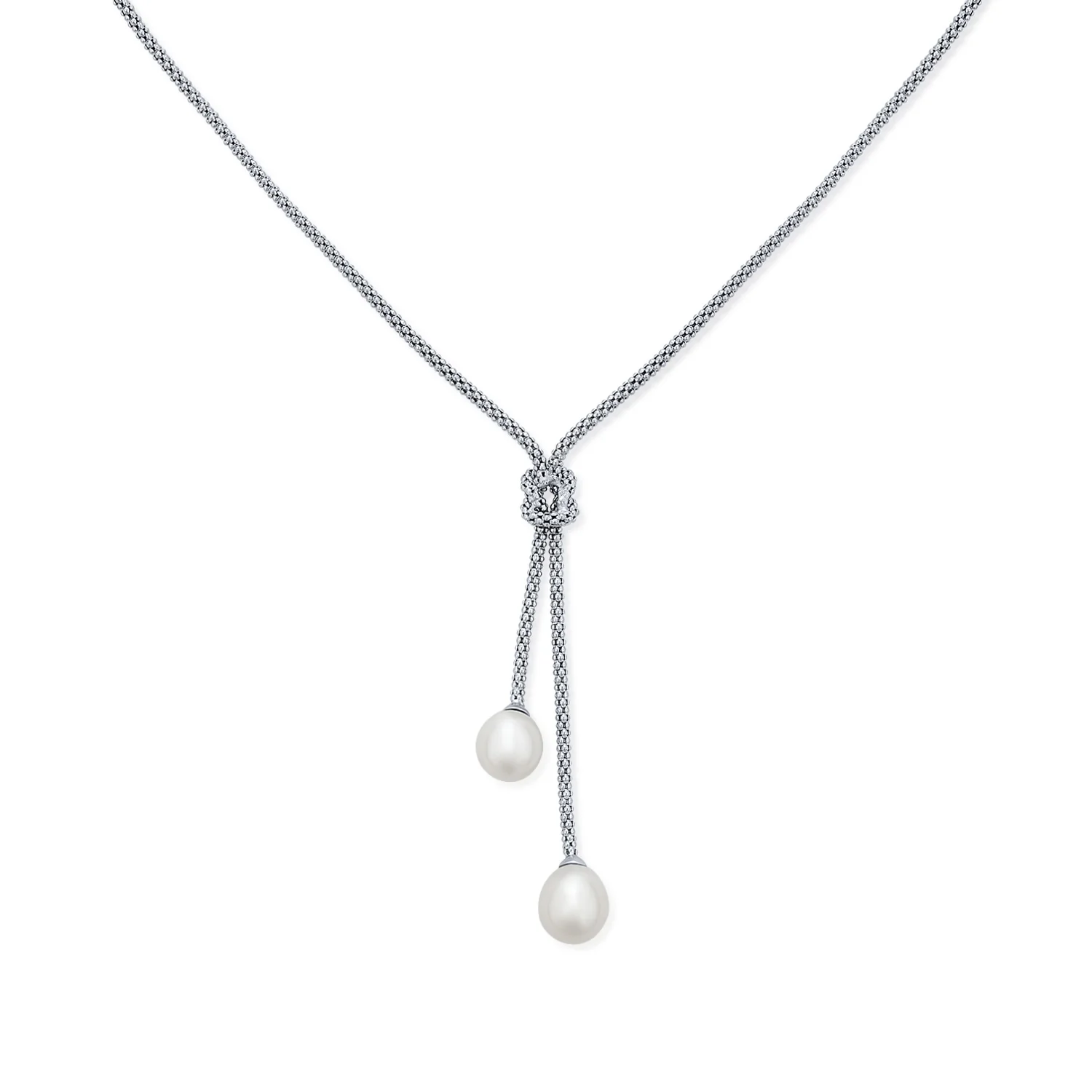 Nautical Bride CZ Drop Necklace with Simulated Pearl