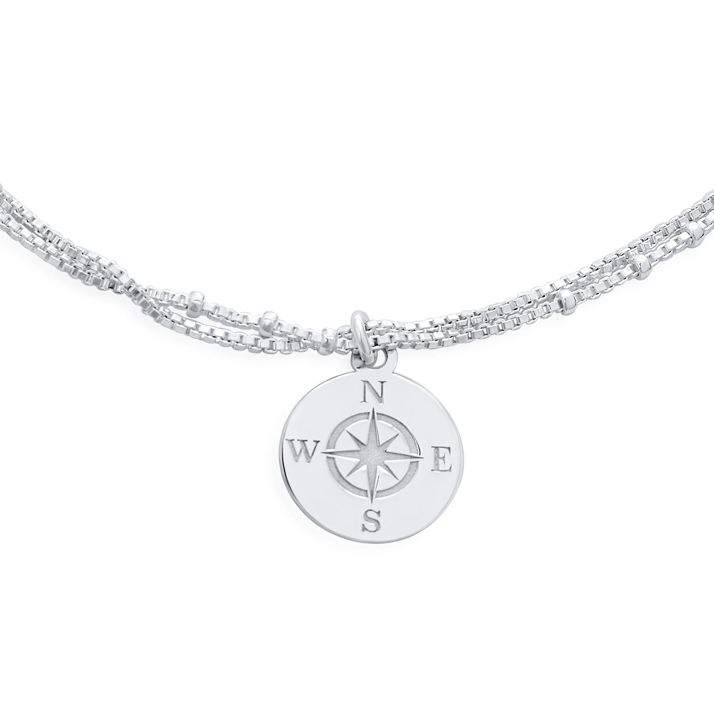 Nautical Compass Anklet Ankle Bracelet Sterling Silver 9-10 Inch - Image 3
