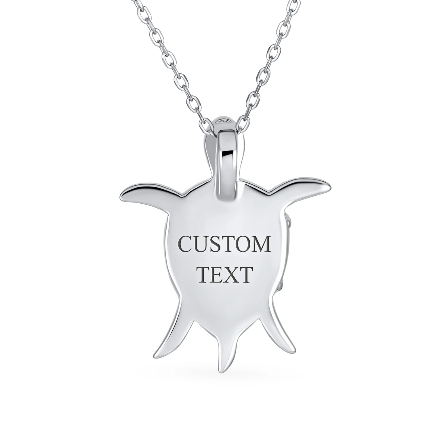 Nautical Opal Inlay Green Heart Sea Turtle Pendant Necklace in Sterling Silver - Image 5