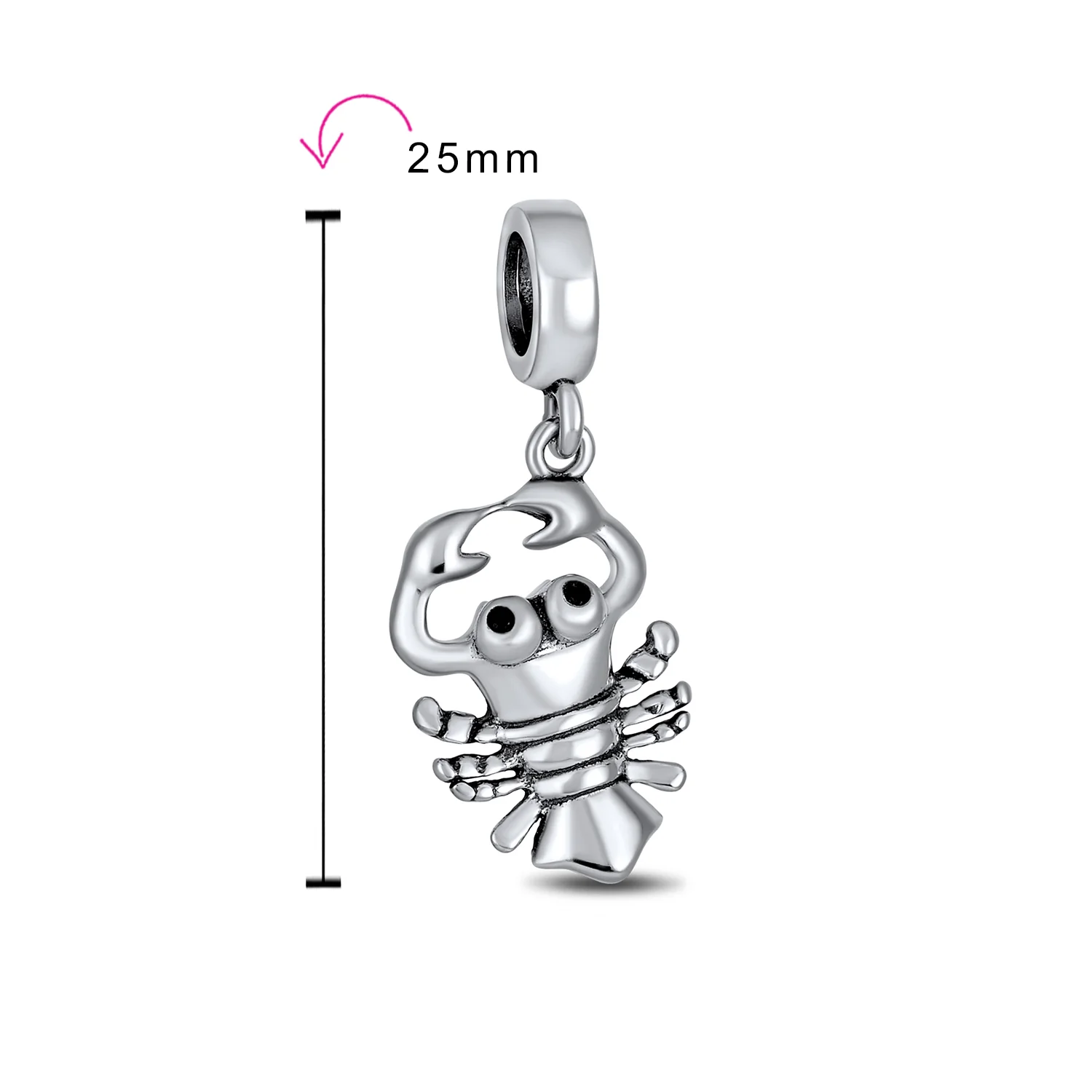 Nautical Lobster Dangle Charm Bead Sterling Silver for European Bracelets - Image 4