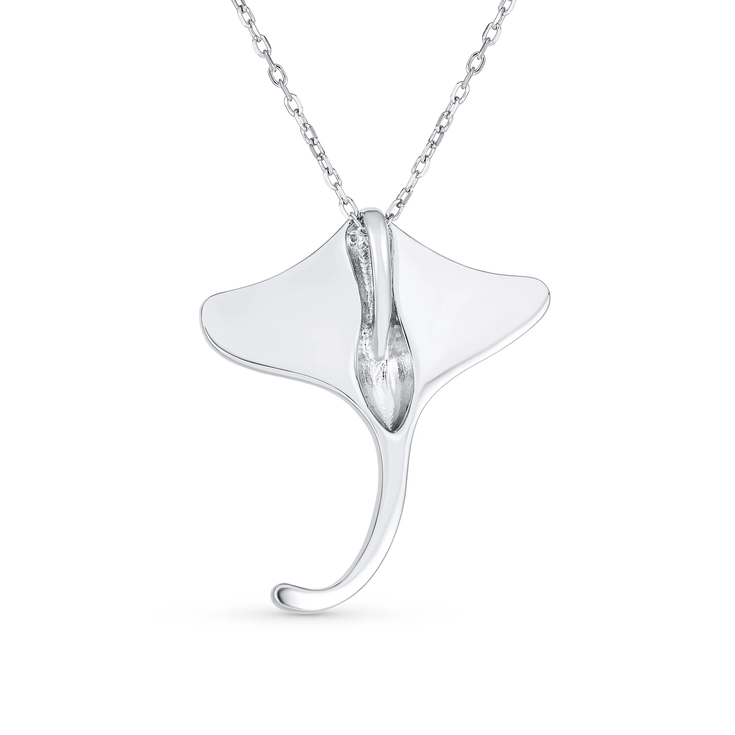 Nautical Ocean Blue Opal Stingray Pendant Necklace in Sterling Silver - Image 2
