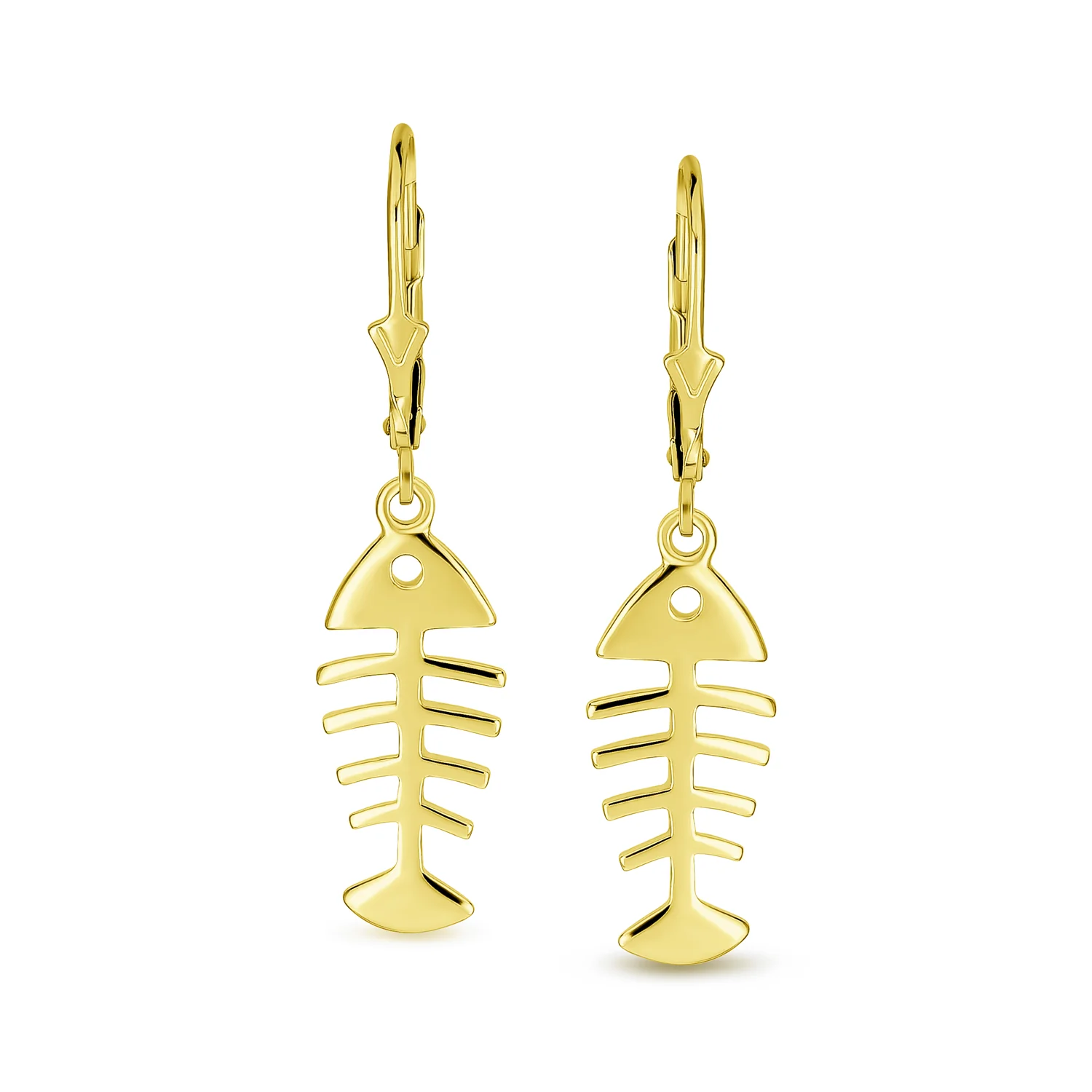Nautical Fishbone Dangle Earrings Sterling Silver Leverback - Image 4