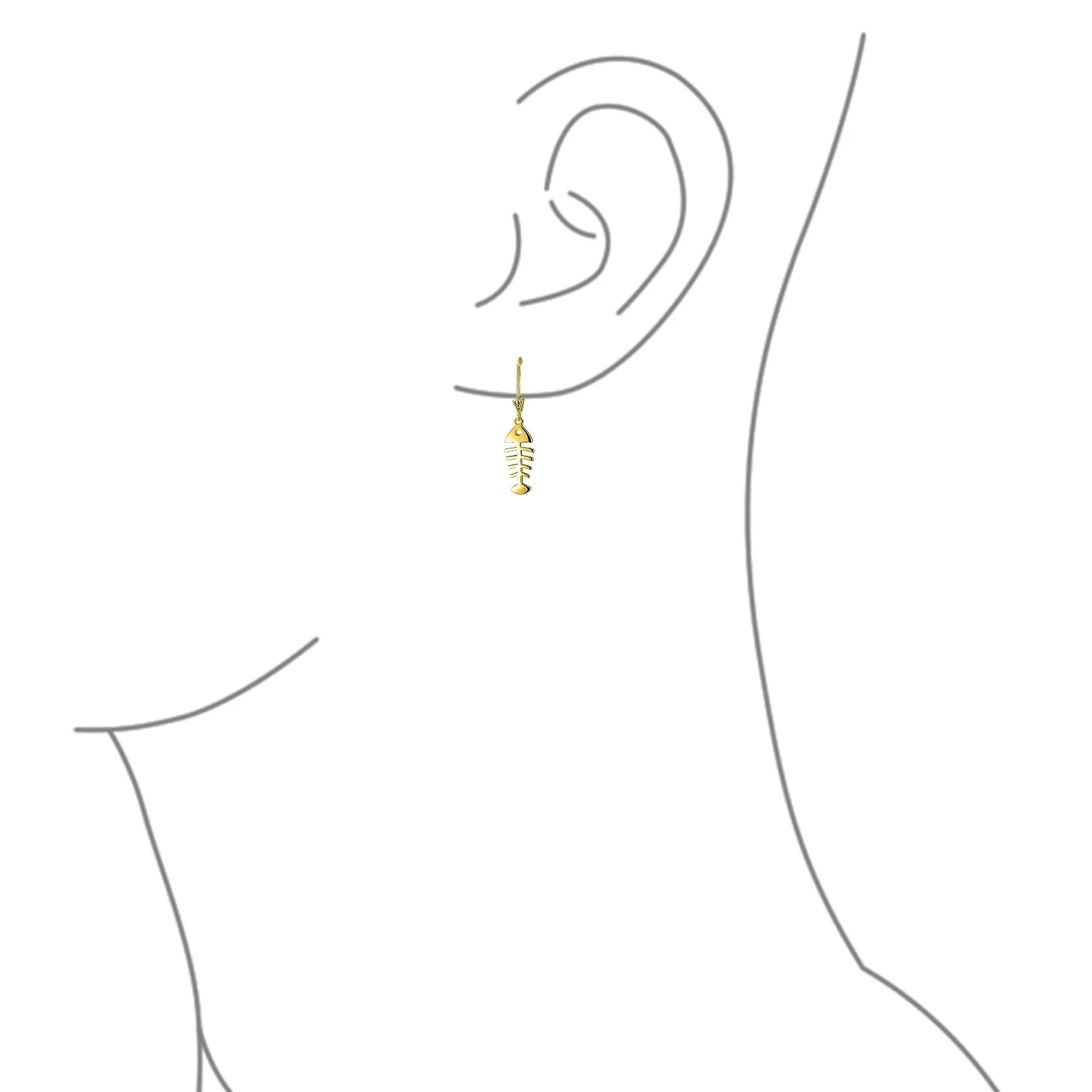 Nautical Fishbone Dangle Earrings Sterling Silver Leverback - Image 6