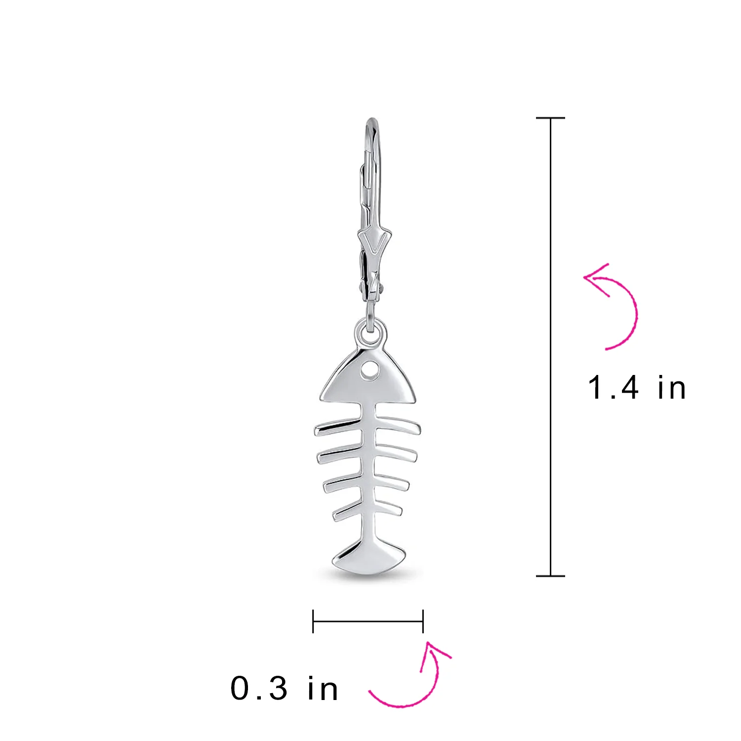 Nautical Fishbone Dangle Earrings Sterling Silver Leverback - Image 7