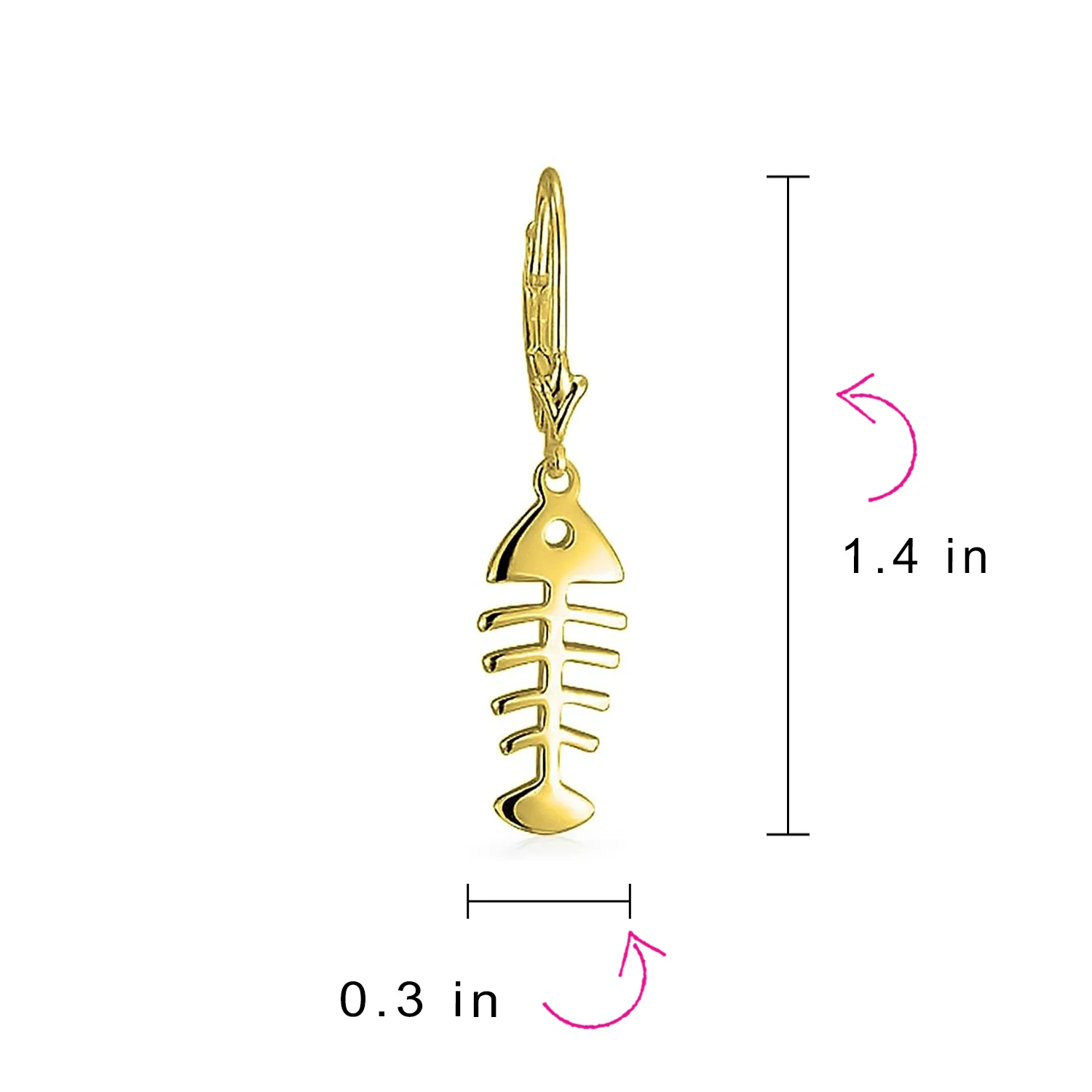 Nautical Fishbone Dangle Earrings Sterling Silver Leverback - Image 8