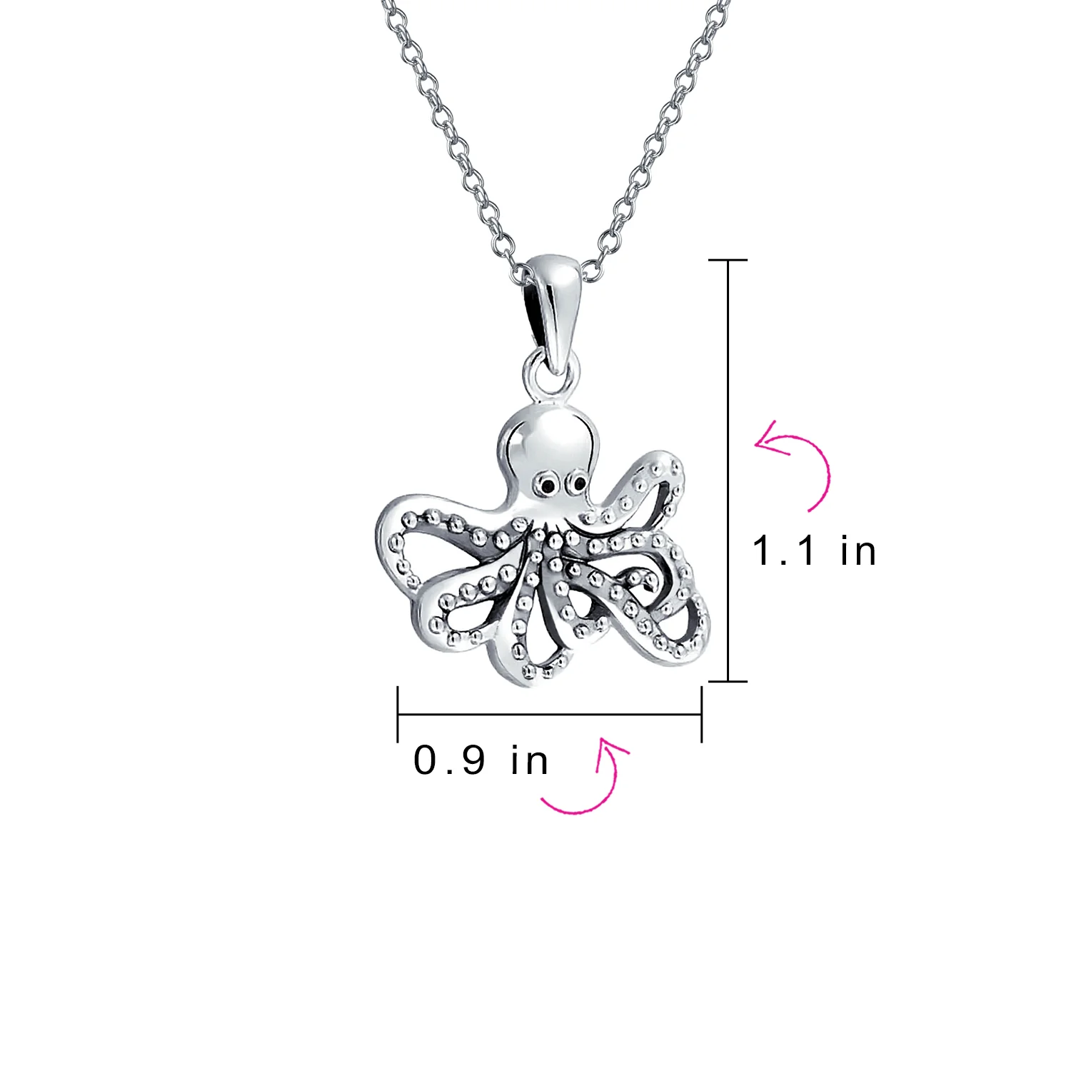 Octopus Pendant Necklace Nautical Sea Creature Squid Oxidized .925 Sterling Silver - Image 4