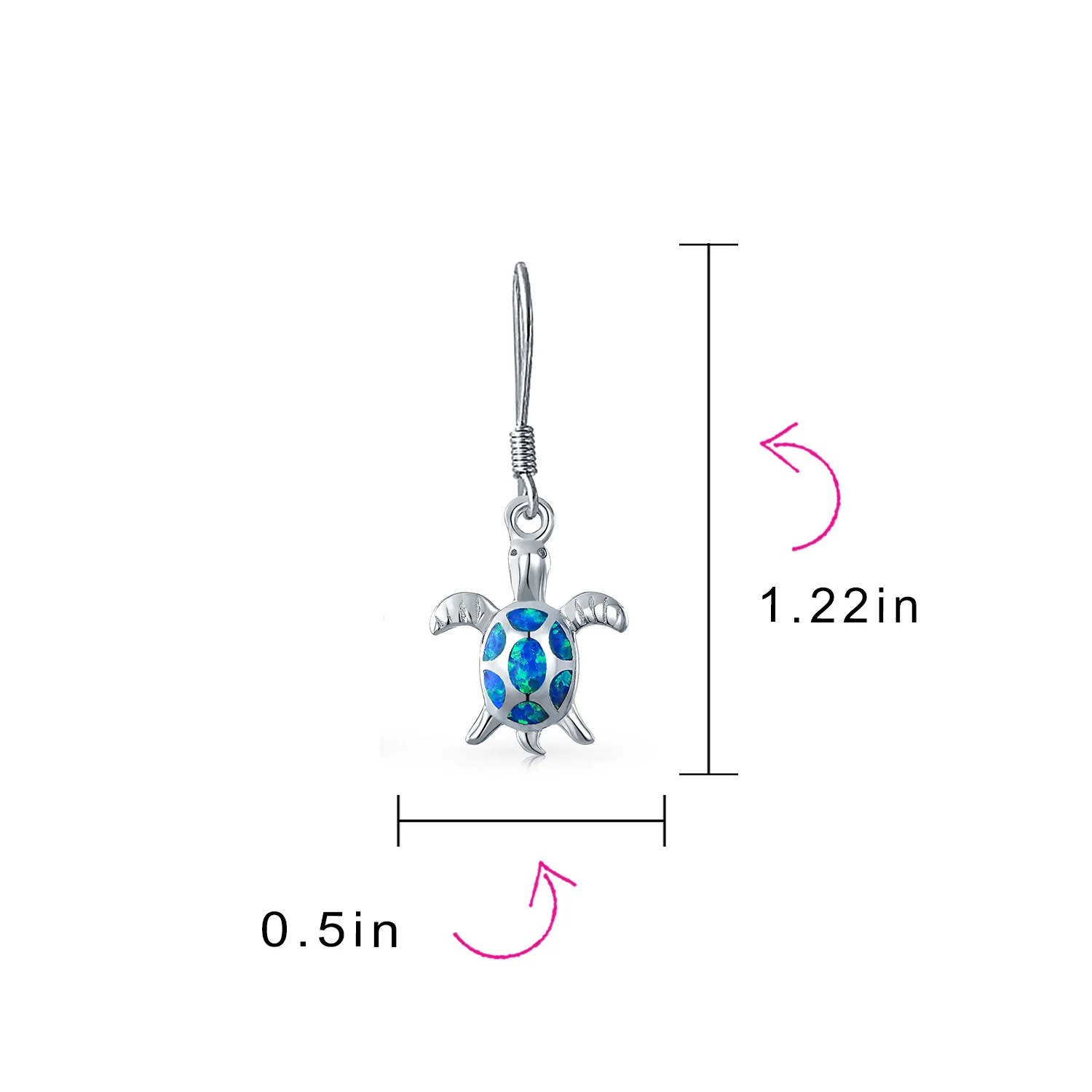 Nautical Opal Sea Turtle Dangle Gemstone Earrings in Sterling Silver - Image 7