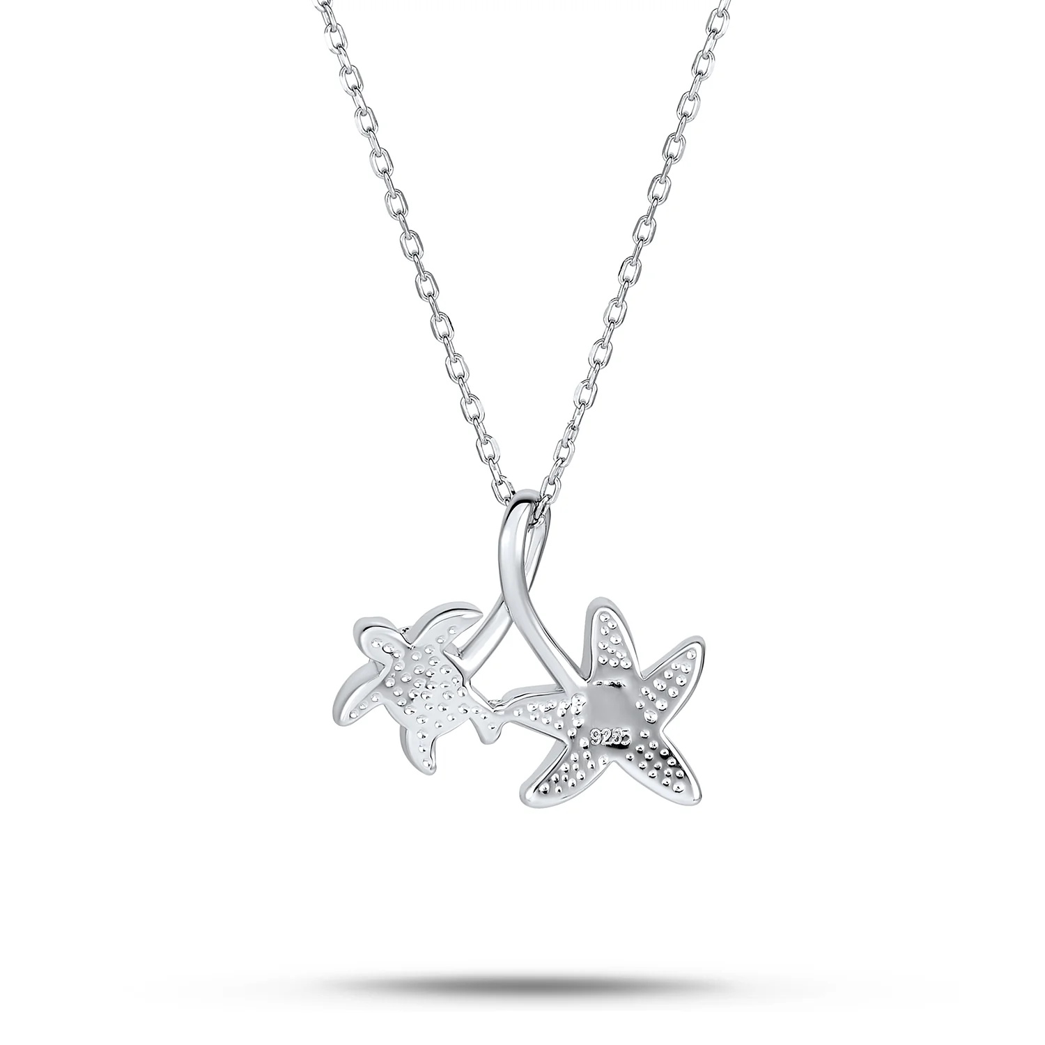 Nautical Beach Opal Sea Turtle Earrings and Starfish Necklace Jewelry Set Silver - Image 2