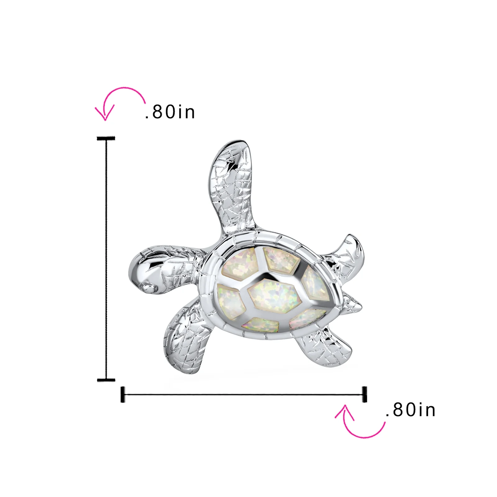 Nautical Blue Created Opal Inlay Turtle Pendant Necklace .925 Sterling Silver - Image 11