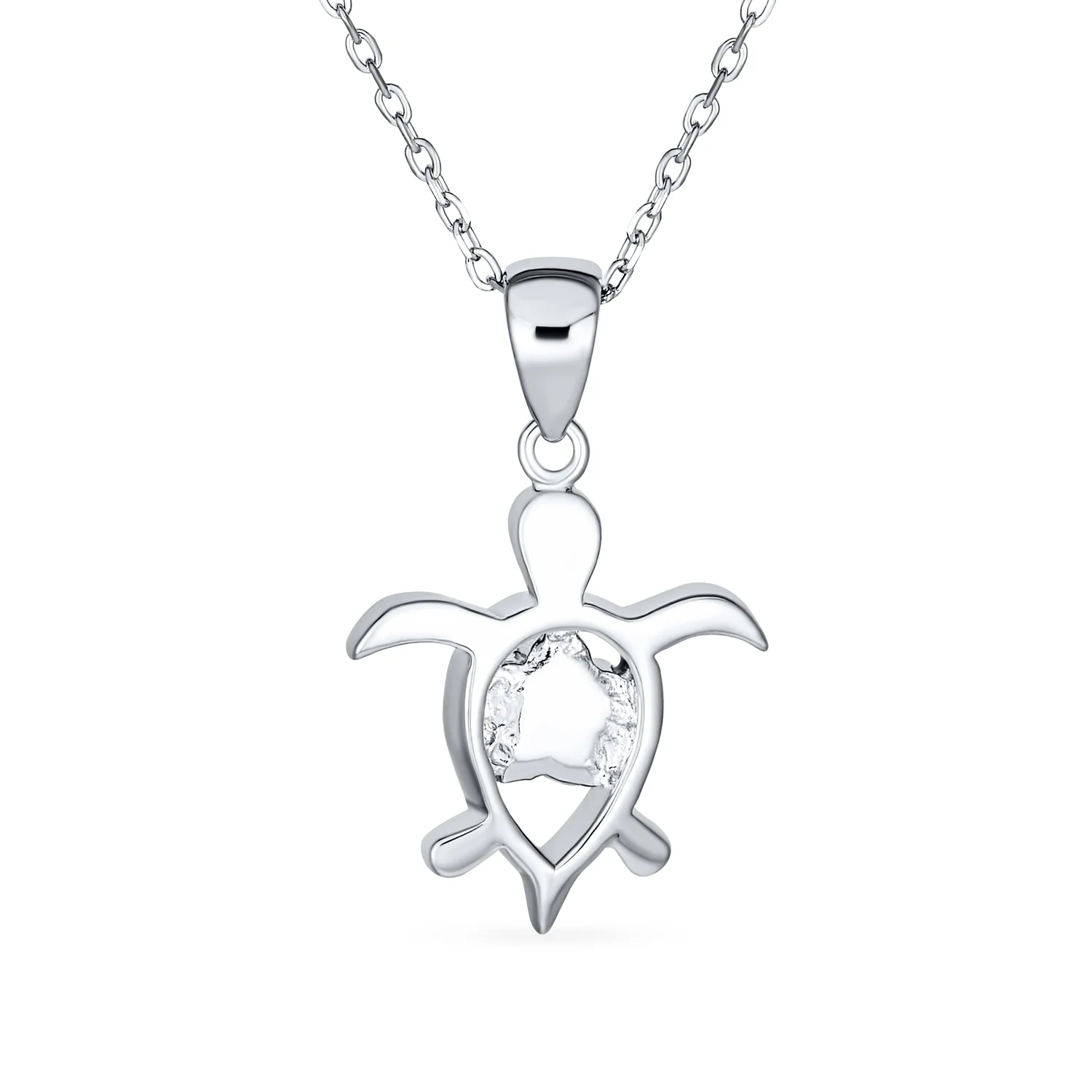Nautical Plumeria Flower Blue Opal Sea Turtle Pendant Necklace Sterling Silver - Image 3