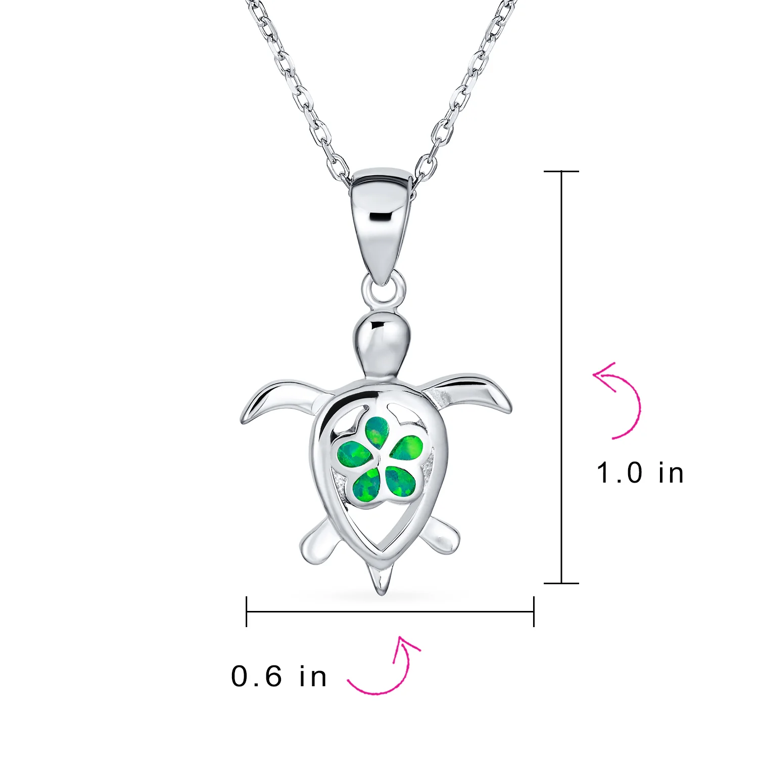 Nautical Plumeria Flower Blue Opal Sea Turtle Pendant Necklace Sterling Silver - Image 6