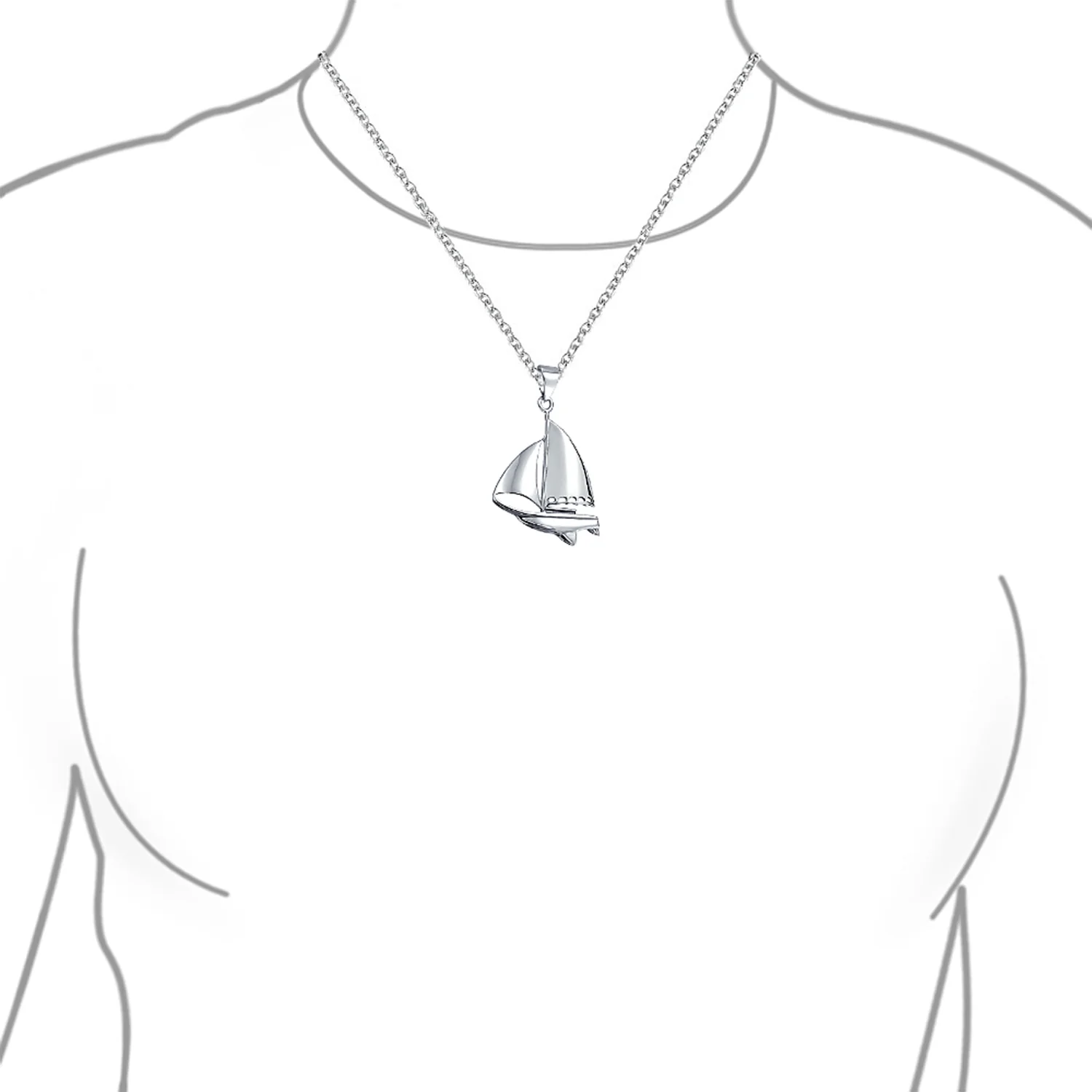 Nautical Sailboat Pendant Necklace for Sea Lovers Silver - Image 4
