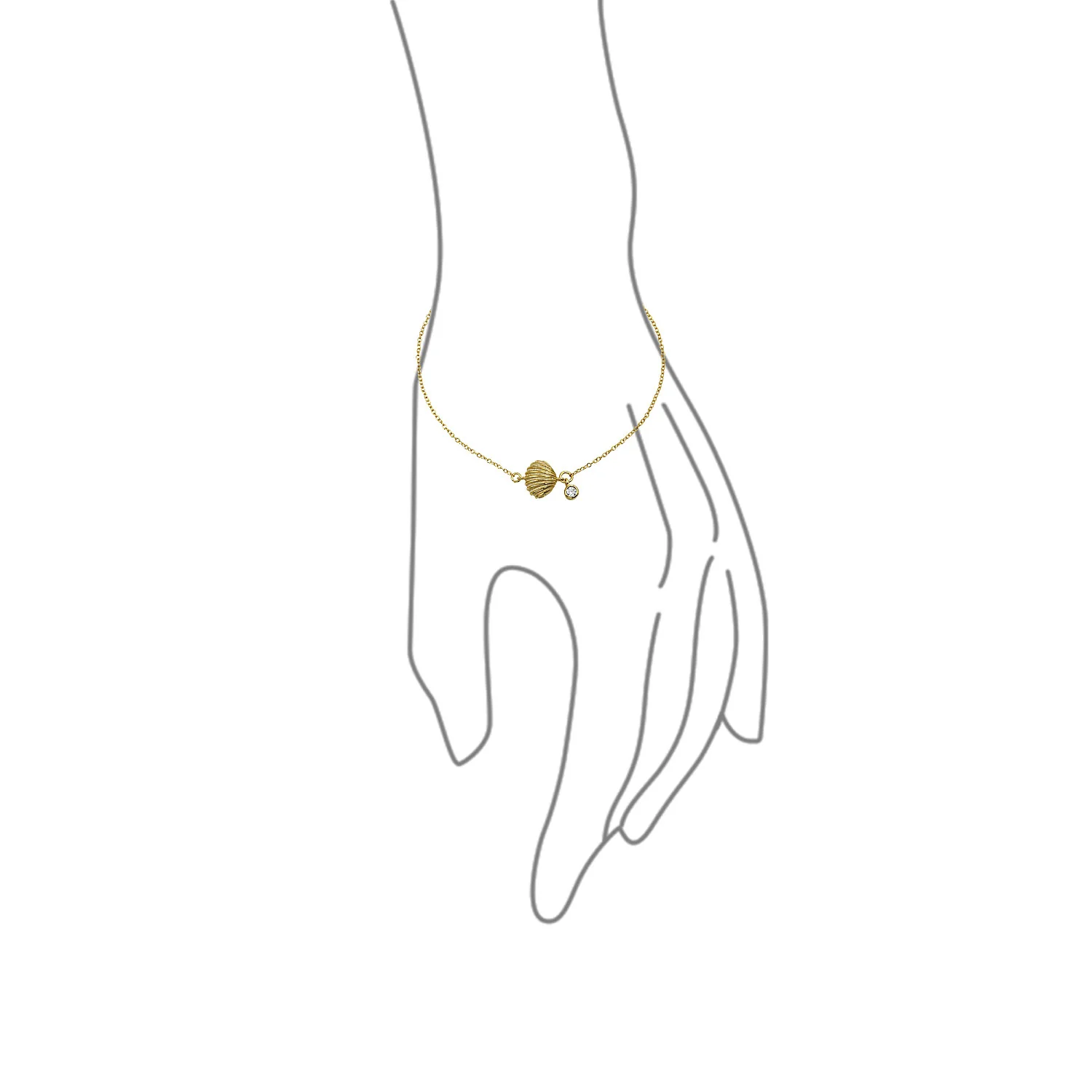 Nautical CZ Seashell Anklet Ankle Bracelet 14K Gold Plated Sterling Silver 9-10" - Image 3