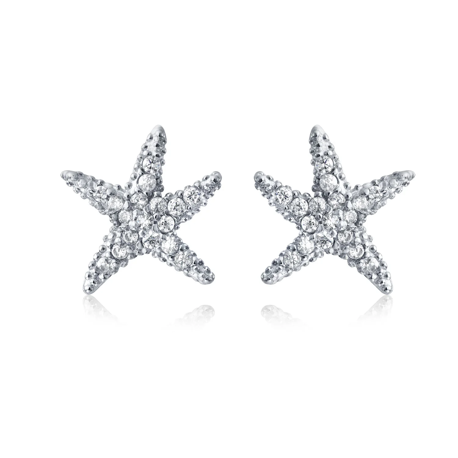 Delicate CZ Stud Earrings: Nautical Starfish in 14K Rose Gold Sterling Silver - Image 3