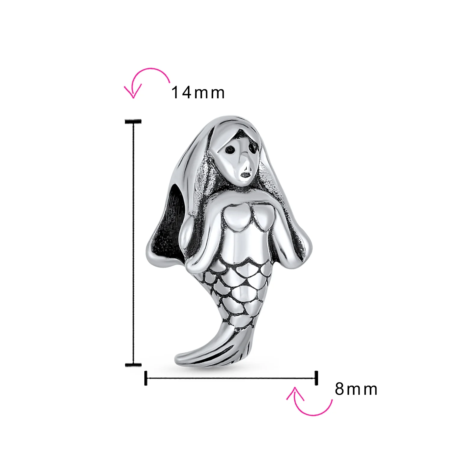 Set of 2 Nautical Clam Shell and Sea Nymph Mermaid Charm Bead Sterling Silver - Image 4