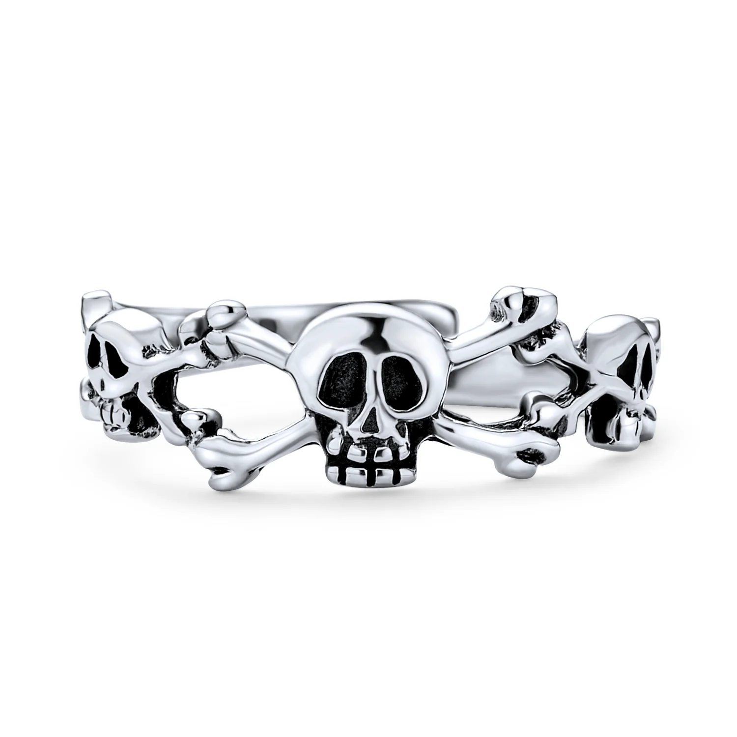 Set of 2 Nautical Fish Bone and Punk Rocker Skull Midi Toe Ring Sterling Silver - Image 5