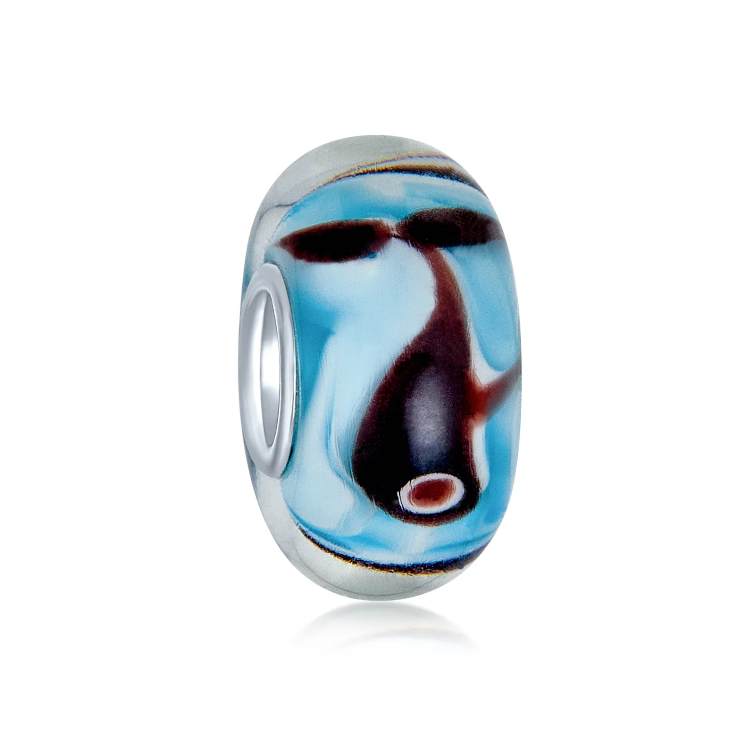 Set of 2 Nautical Ocean Whale Charm Bead Glass Oxidized Sterling Silver - Image 5