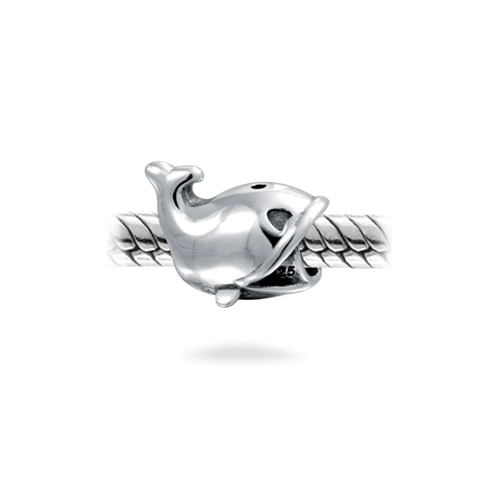 Nautical Ocean Sea Whale Charm Bead .925 Sterling Silver Fits European Bracelets - Image 2