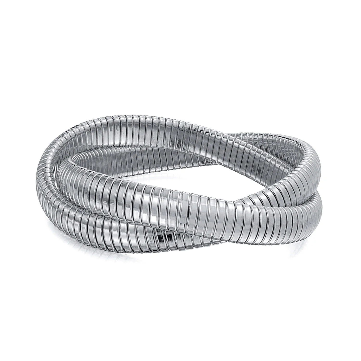 Omega Snake Cobra Wide Bangle Twisted Bracelet Set Gold Plated Stainless Steel - Image 2