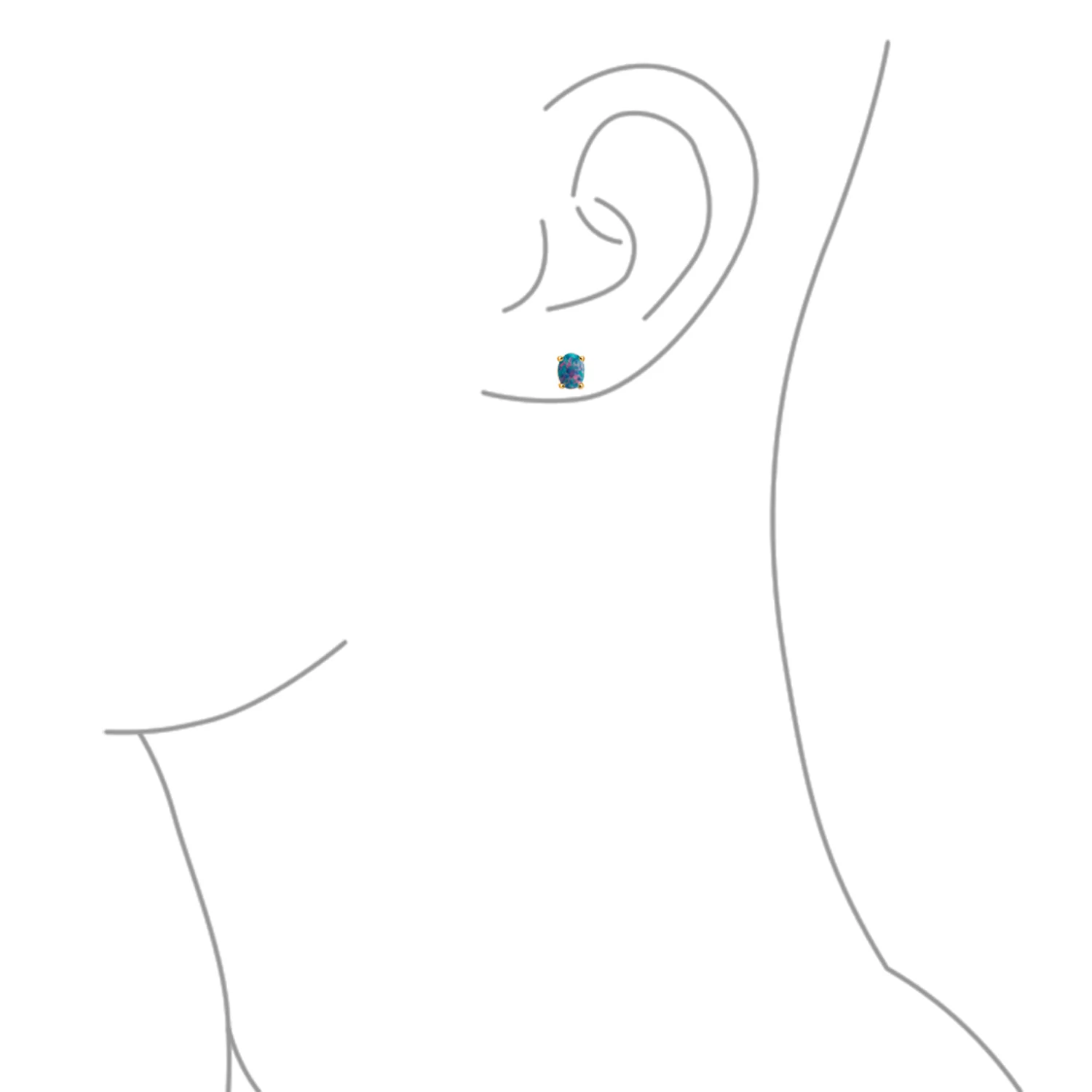 Simple Classic Opal Oval Stud Earrings 14K Gold Silver 7MM October Birthstone - Image 10