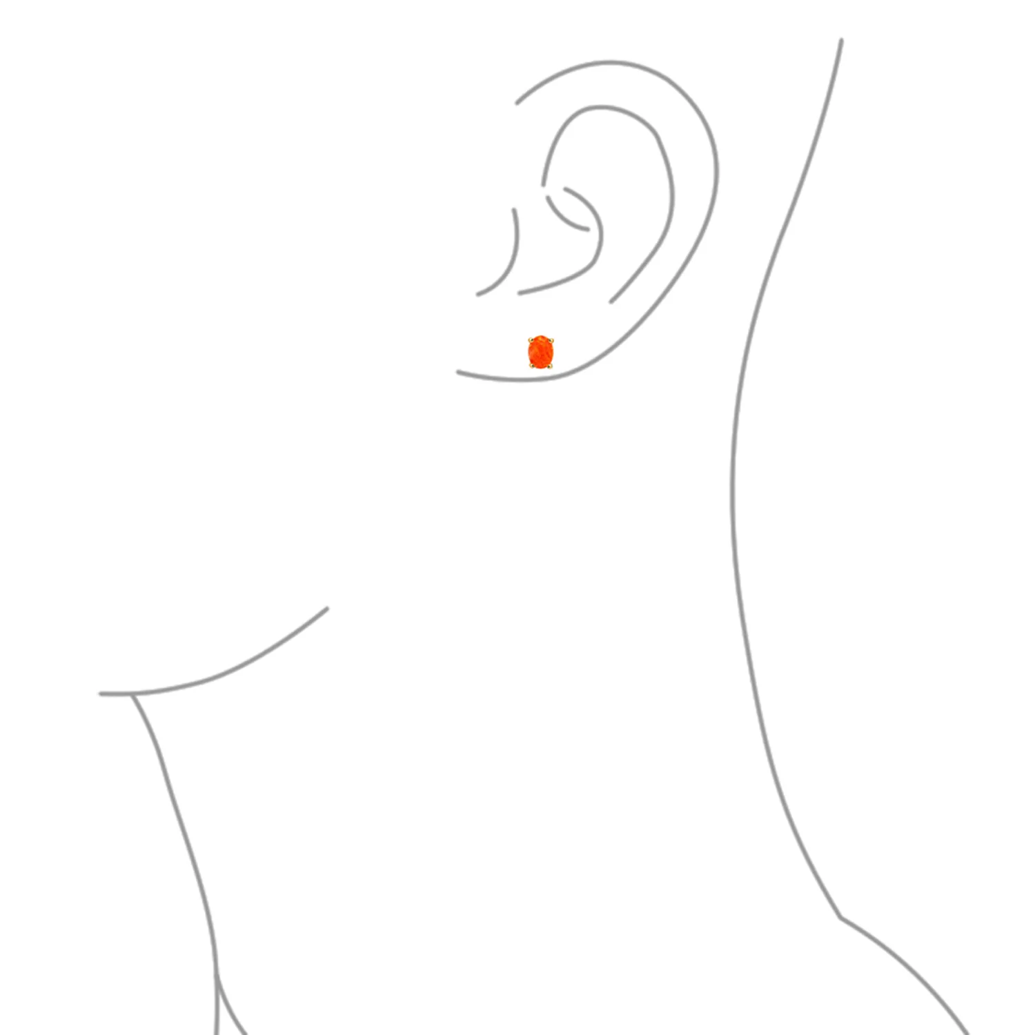 Simple Classic Opal Oval Stud Earrings 14K Gold Silver 7MM October Birthstone - Image 11