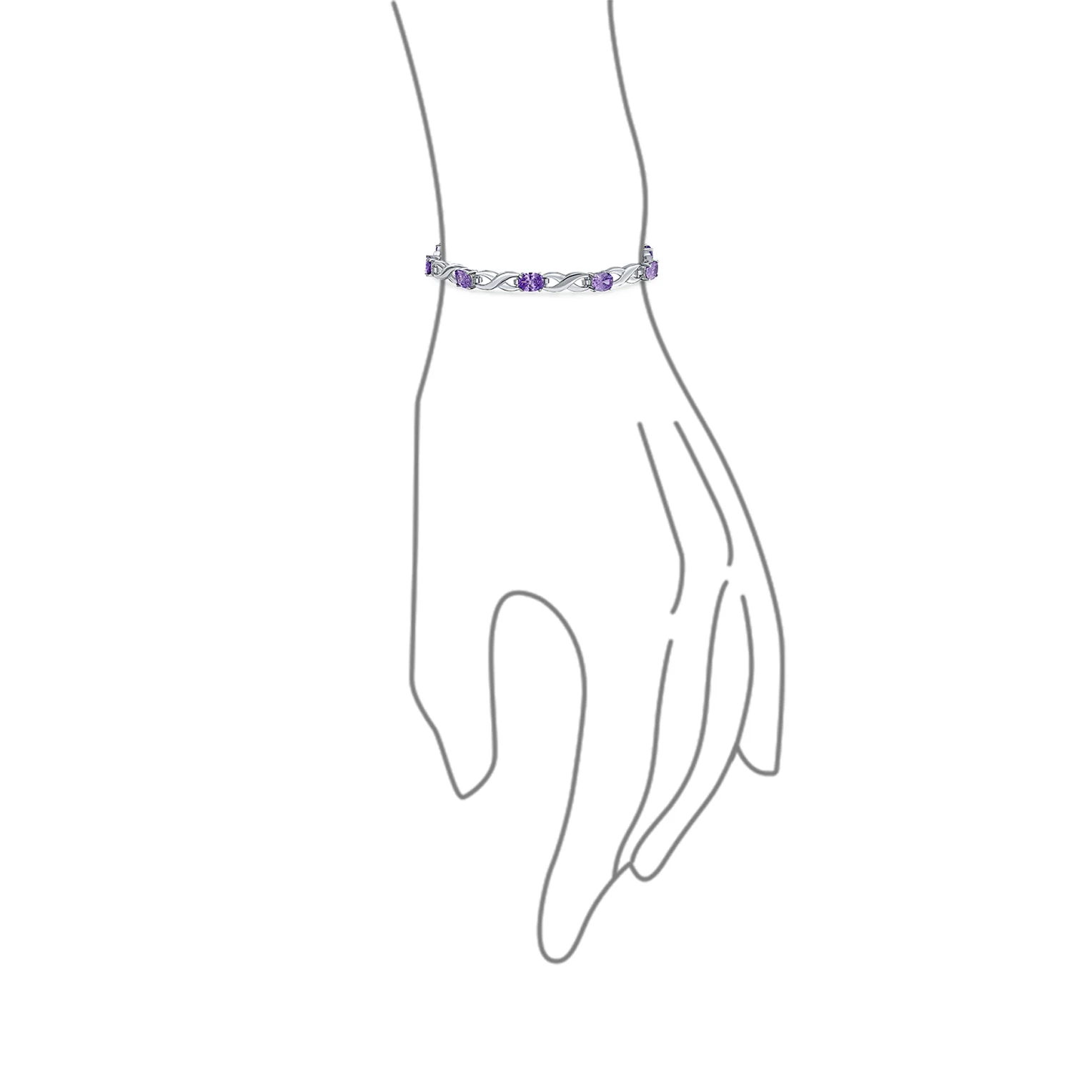11CT Simulated Opal Sapphire Amethyst Infinity Tennis Bracelet - Image 4