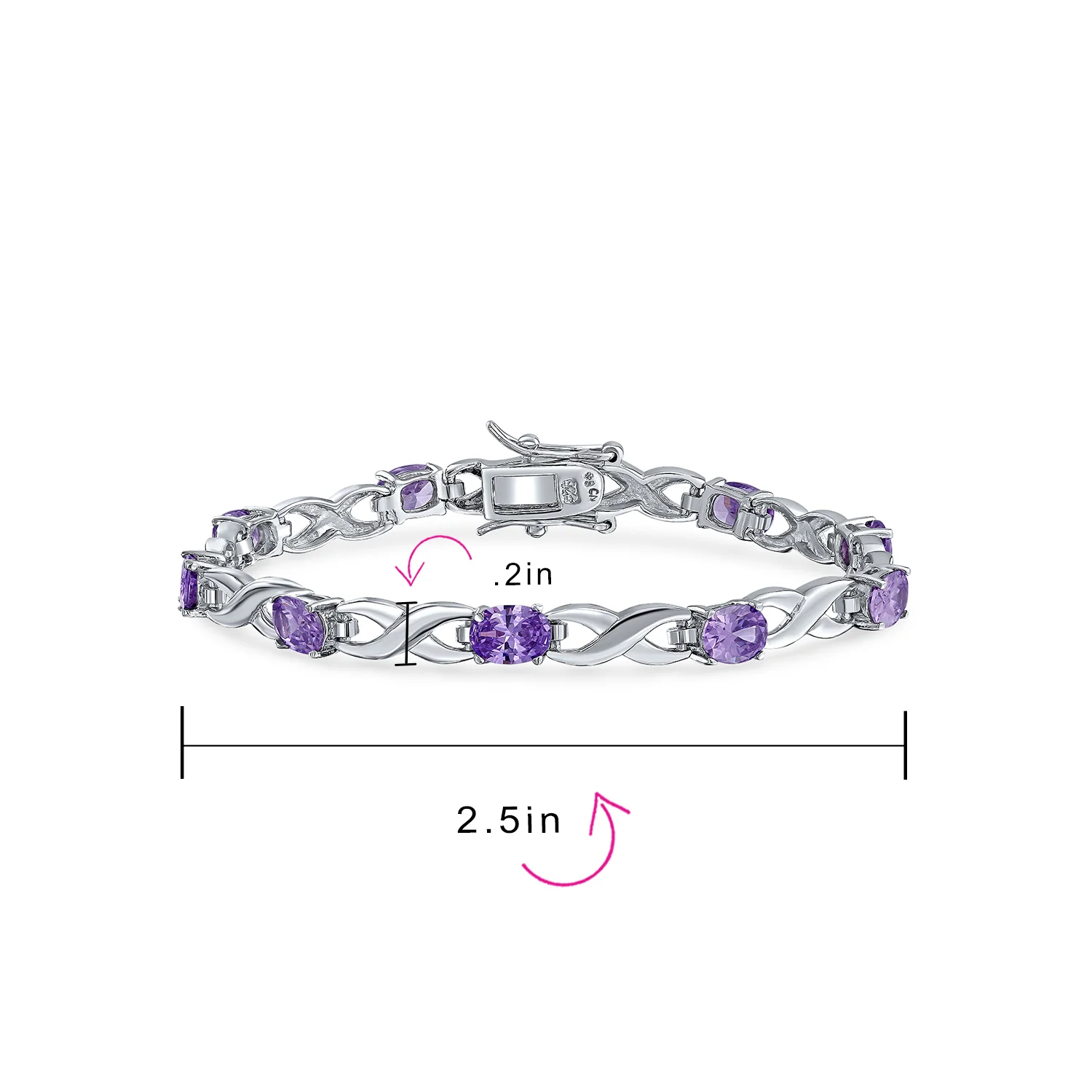 11CT Simulated Opal Sapphire Amethyst Infinity Tennis Bracelet - Image 7