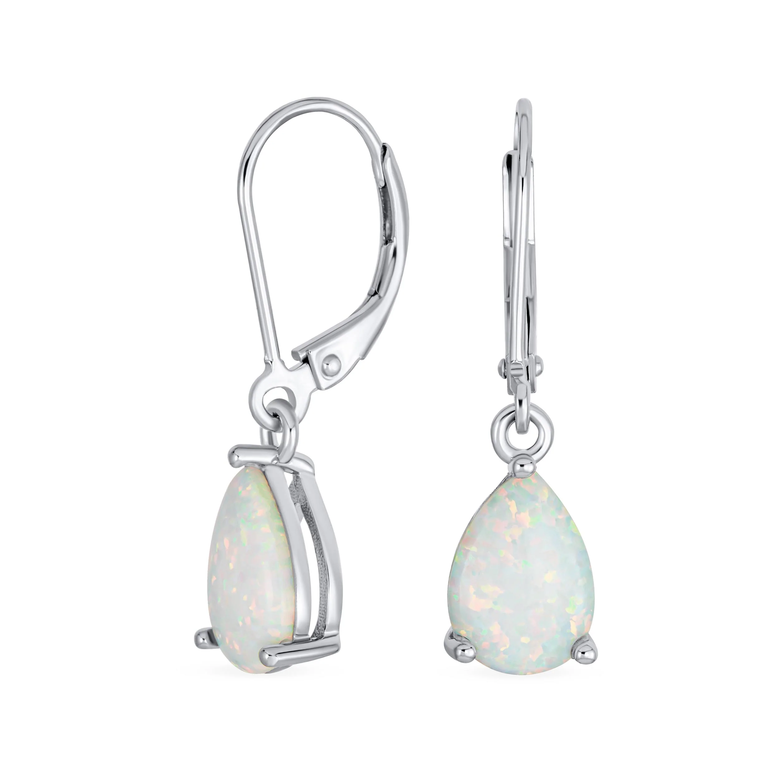 Gemstone Opal Teardrop Dangle Earrings 14K Gold Plated Sterling Silver