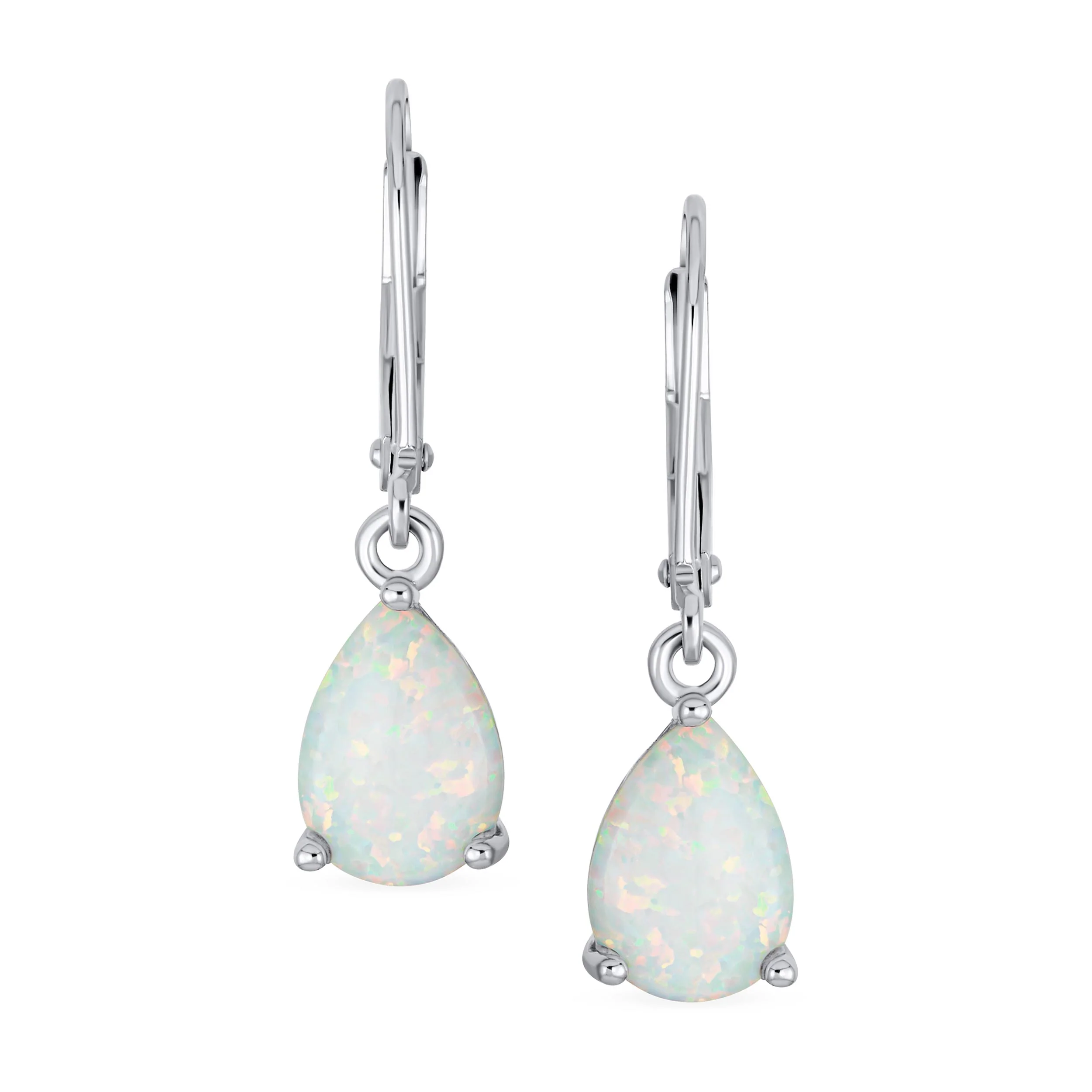 Gemstone Opal Teardrop Dangle Earrings 14K Gold Plated Sterling Silver - Image 3