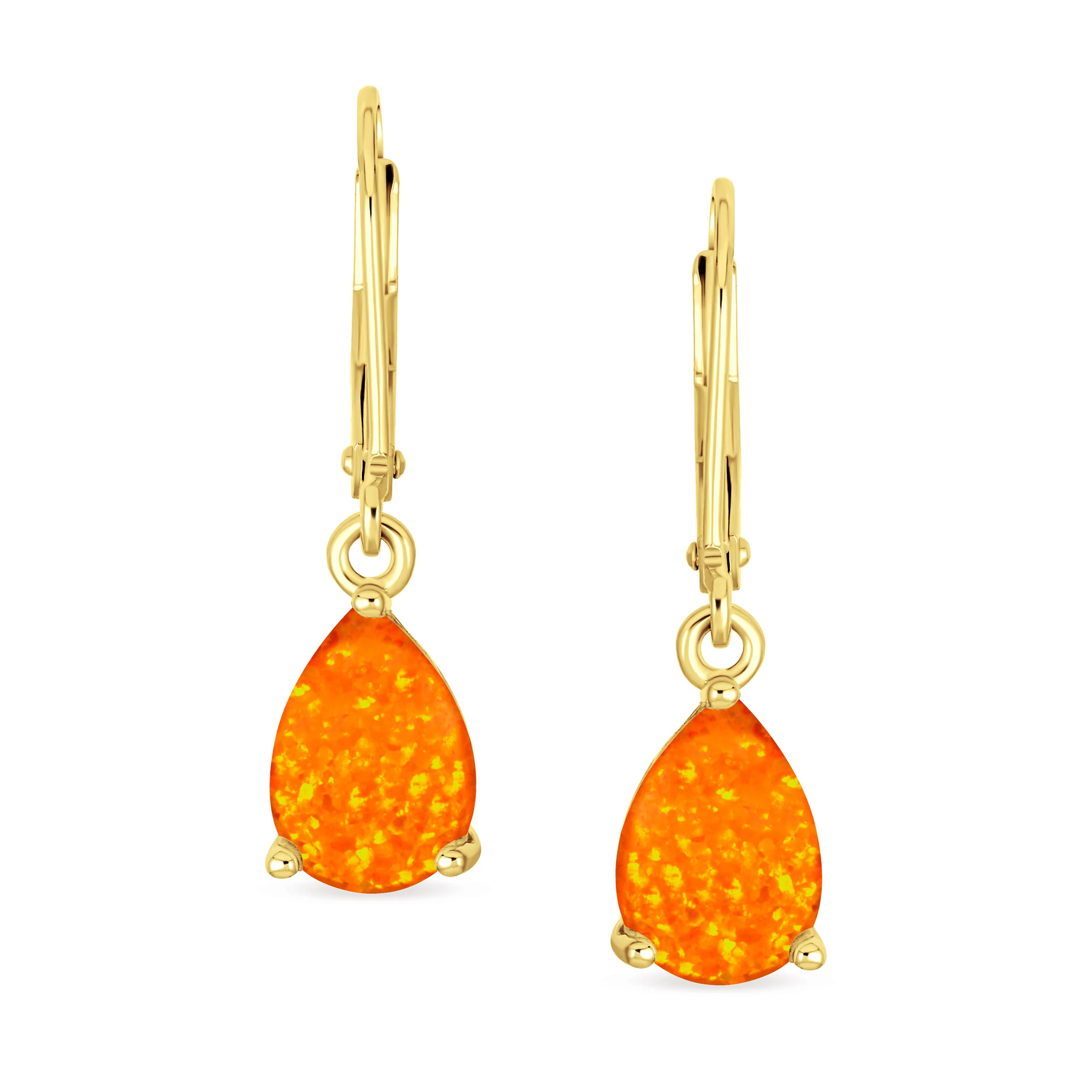 Gemstone Opal Teardrop Dangle Earrings 14K Gold Plated Sterling Silver - Image 4