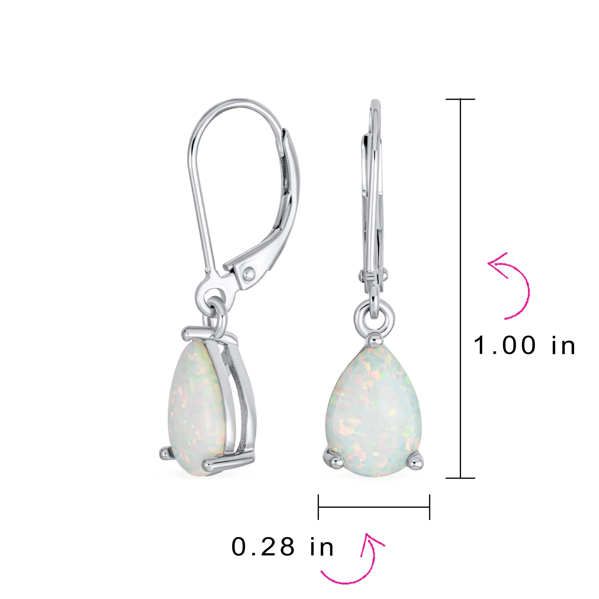 Gemstone Opal Teardrop Dangle Earrings 14K Gold Plated Sterling Silver - Image 7