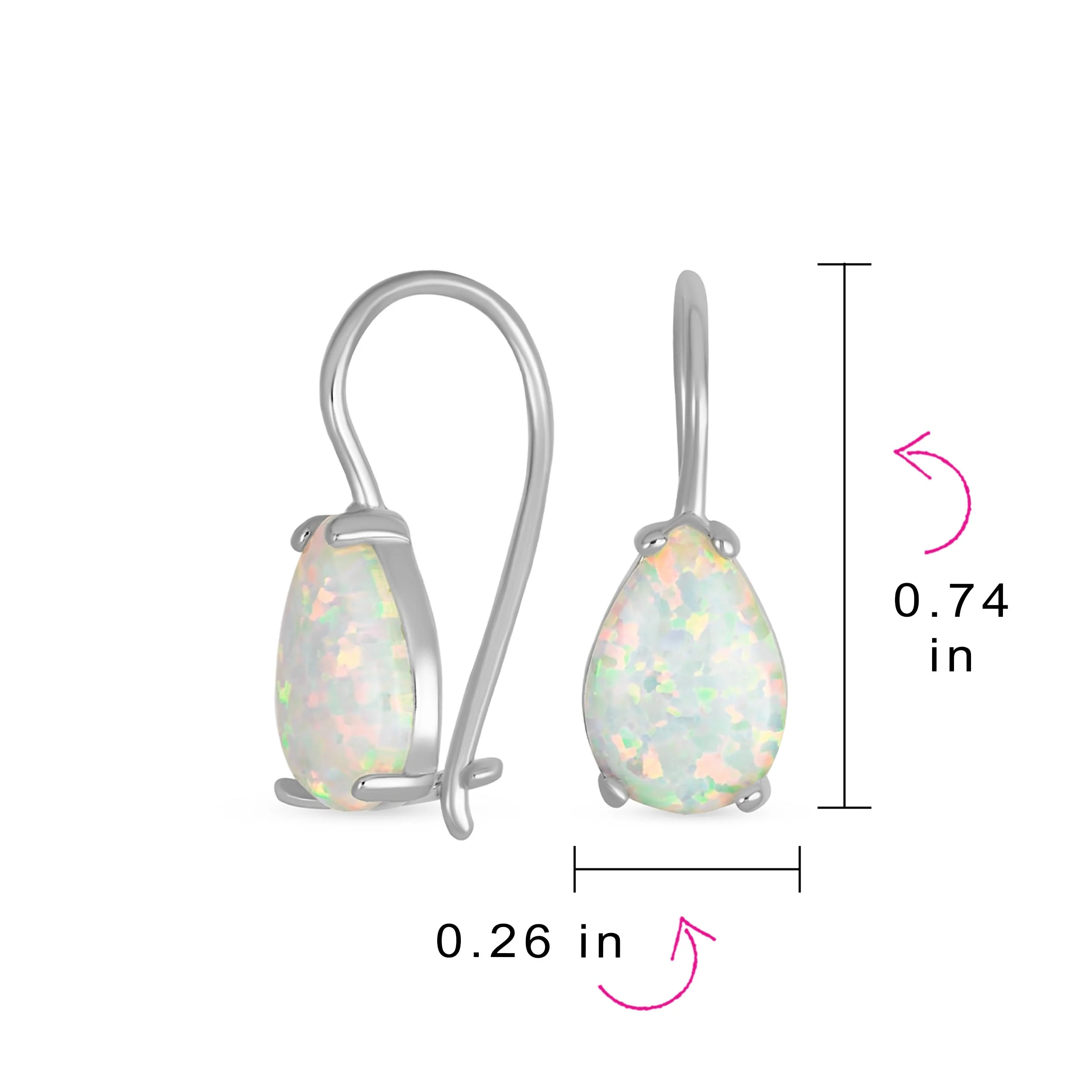 Orange White Teardrop Opal Drop Earrings Gold Plated Silver Fish Hook - Image 7