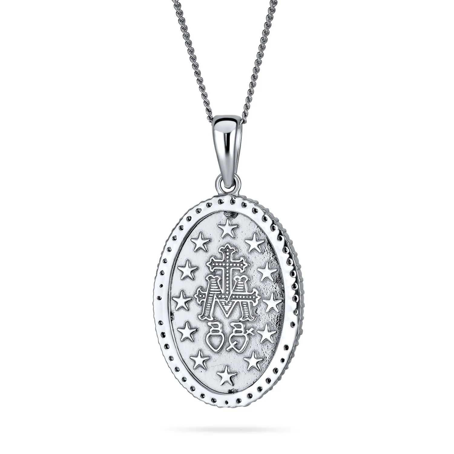 Traditional Christian Our Lady Of Guadalupe Virgin Mary Pendant Necklace Silver - Image 2
