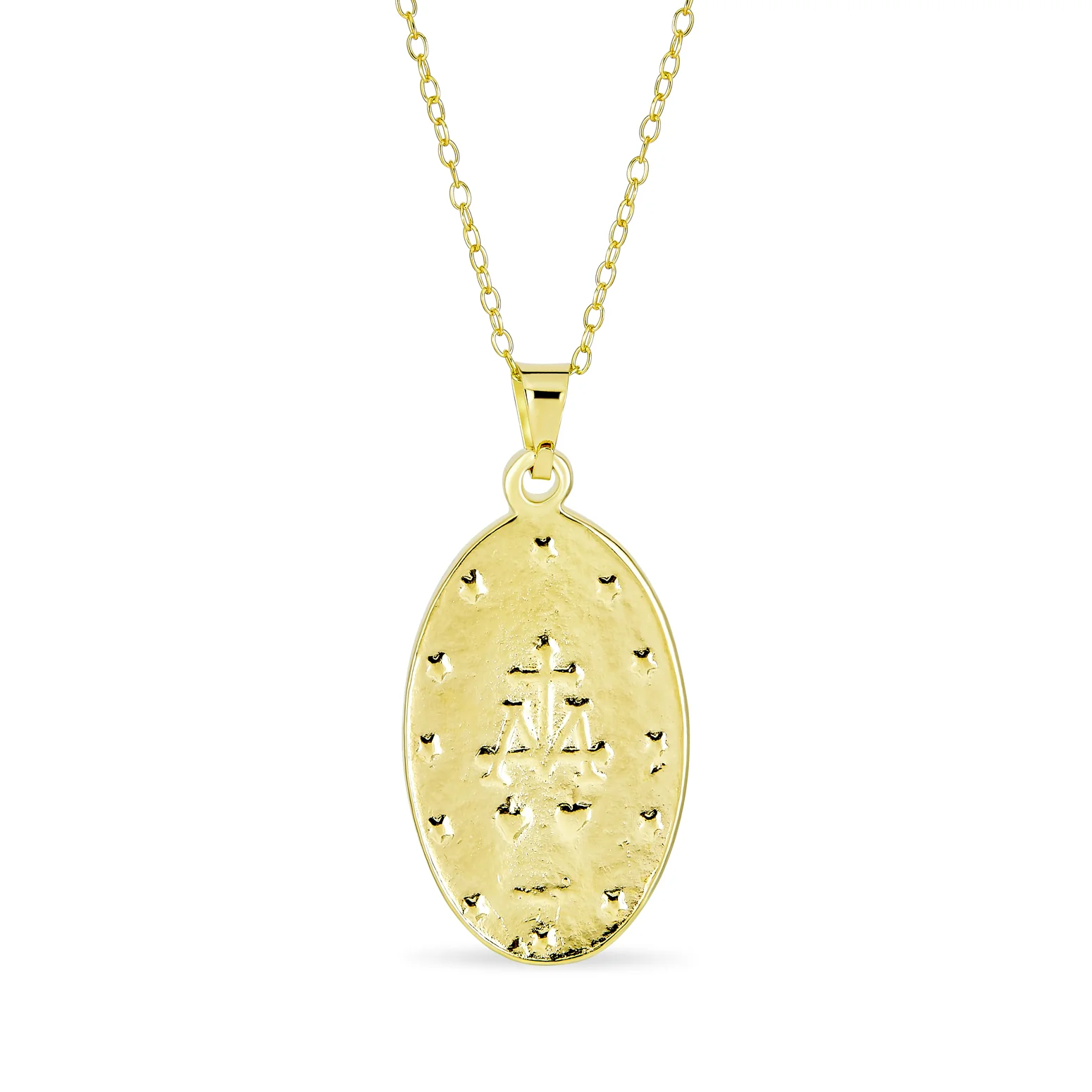 Our Lady Of Guadalupe Virgin Mary Pendant Necklace Gold Plated Brass Medallion - Image 2