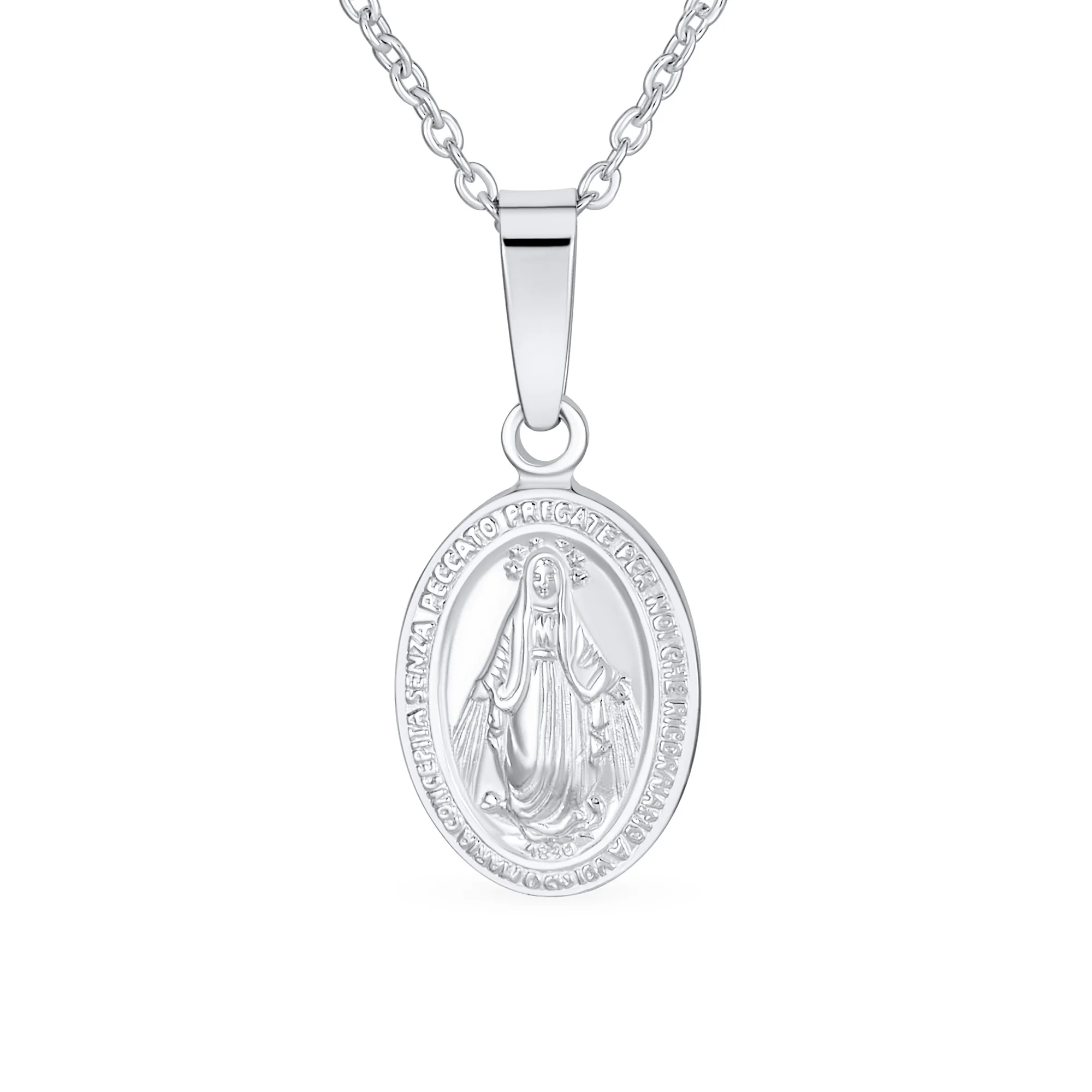 Christian Our Lady Of Guadalupe Medallion Pendant Necklace Sterling Silver