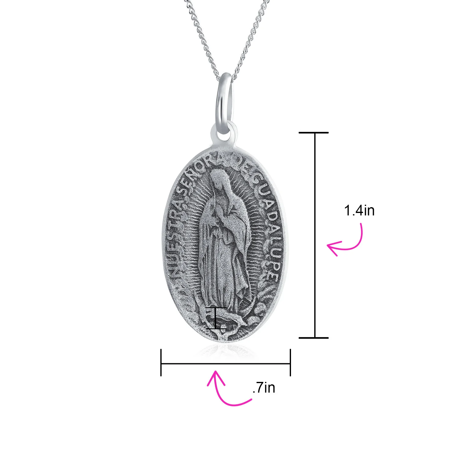Religious Our Lady Of Guadalupe Virgin Mary Pendant Necklace in Sterling Silver - Image 4