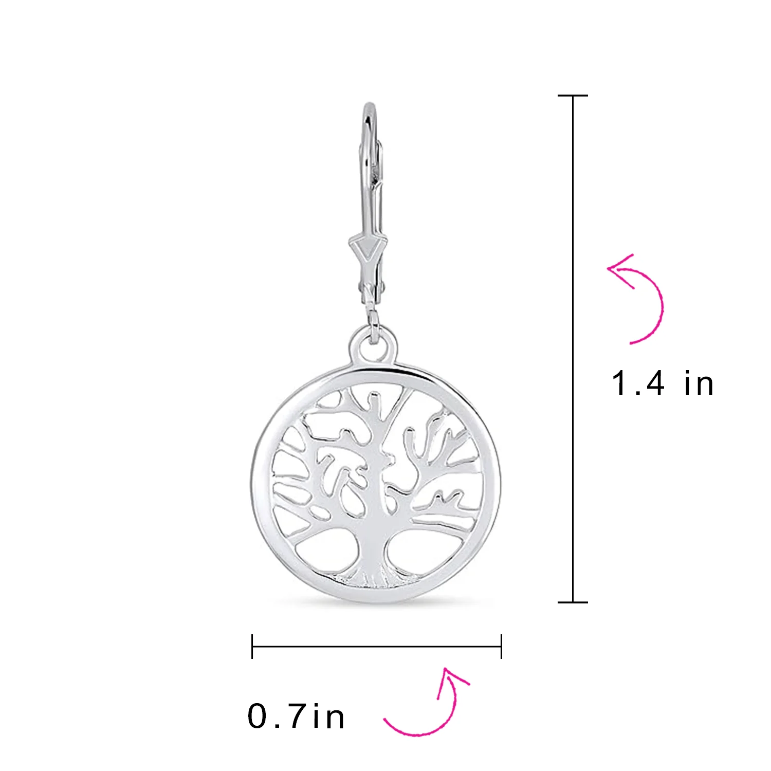 Oval Disc Tree of Life Dangle Earrings 14K Rose Gold Plated Sterling Silver - Image 4
