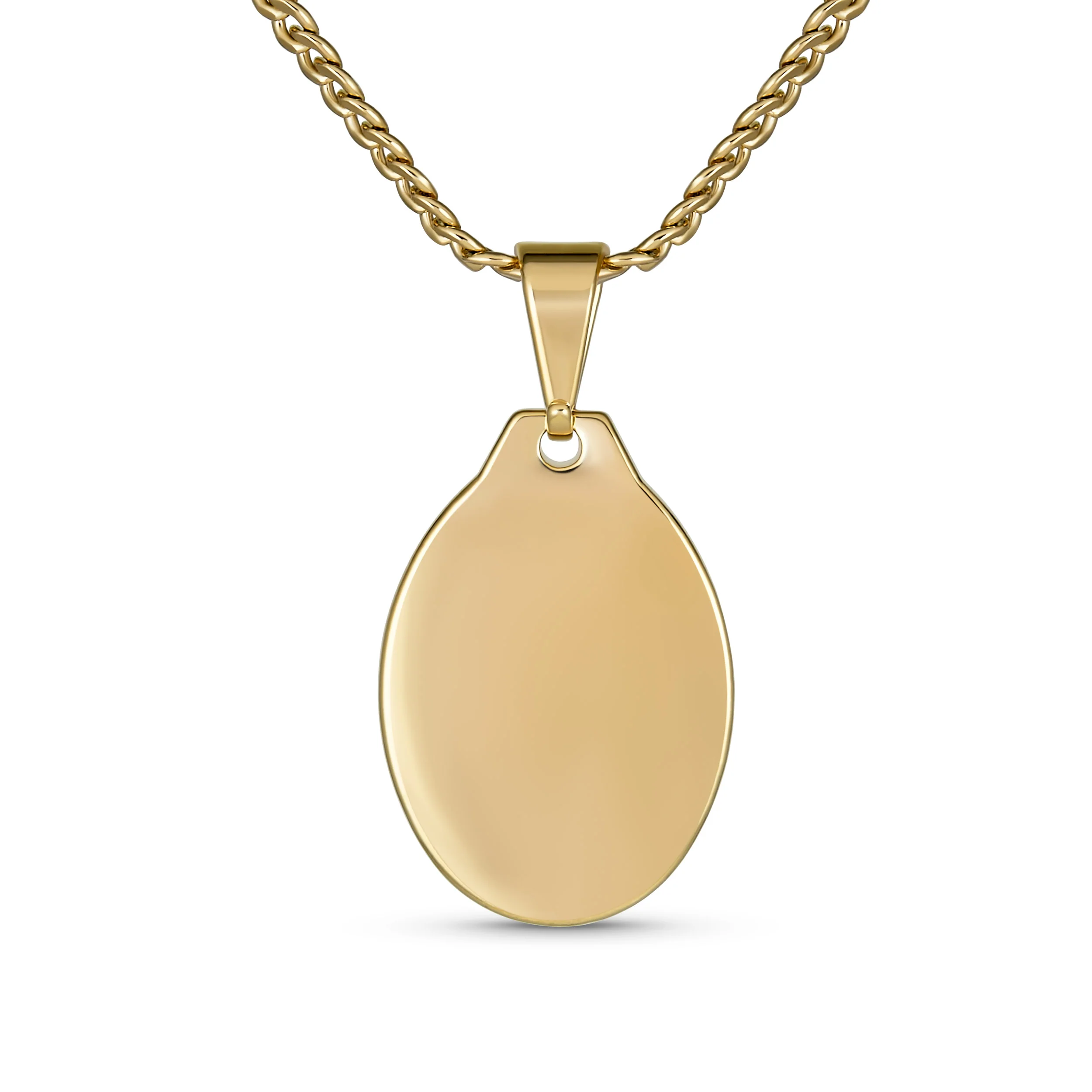 Oval Medal Sacred Heart Jesus Pendant Necklace Gold Plated - Image 2