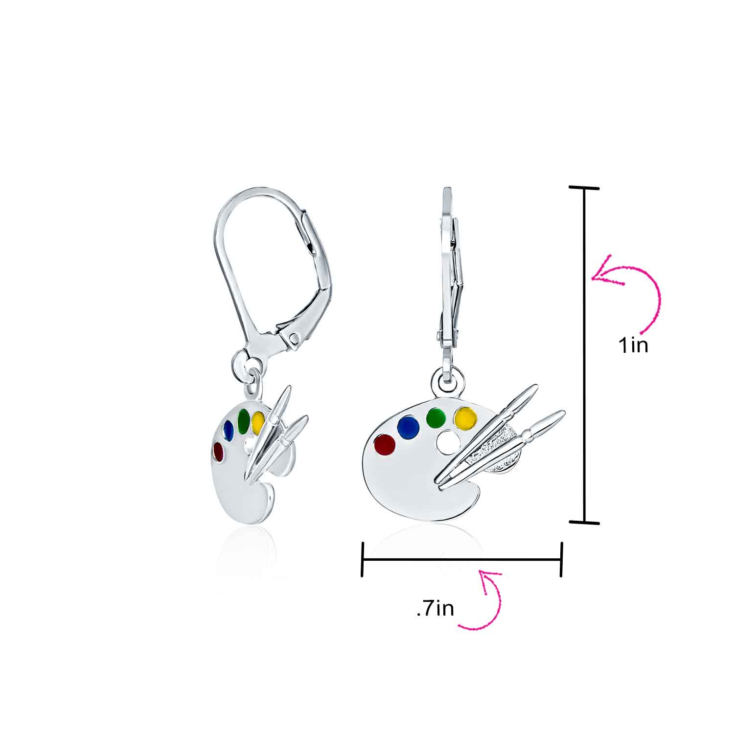 Painter's Palette Multi-Color Enamel Dangle Earrings in  Sterling Silver - Image 4