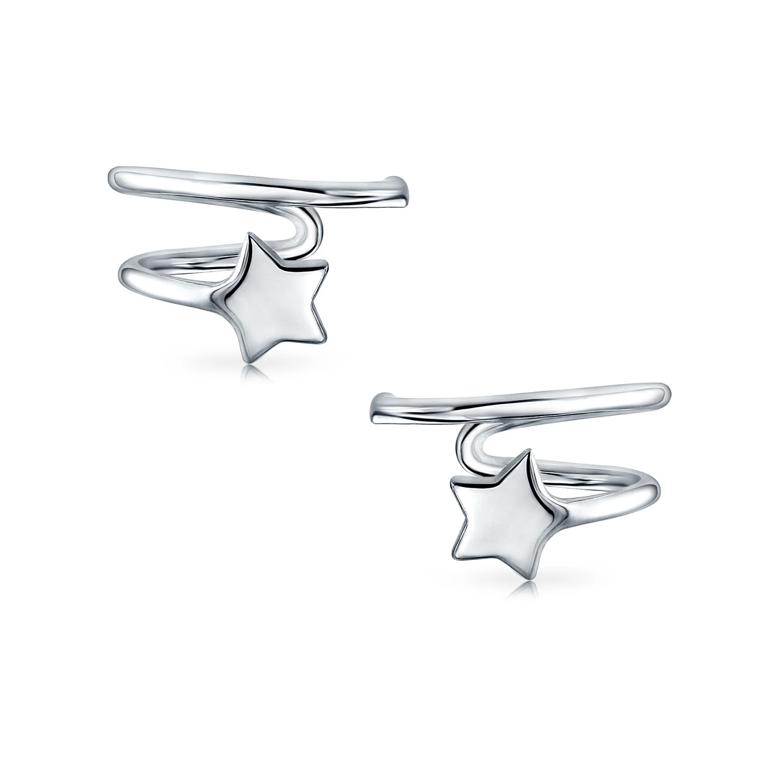 Celestial Star Cartilage Ear Cuffs Wrap Helix Earrings .925 Sterling Silver