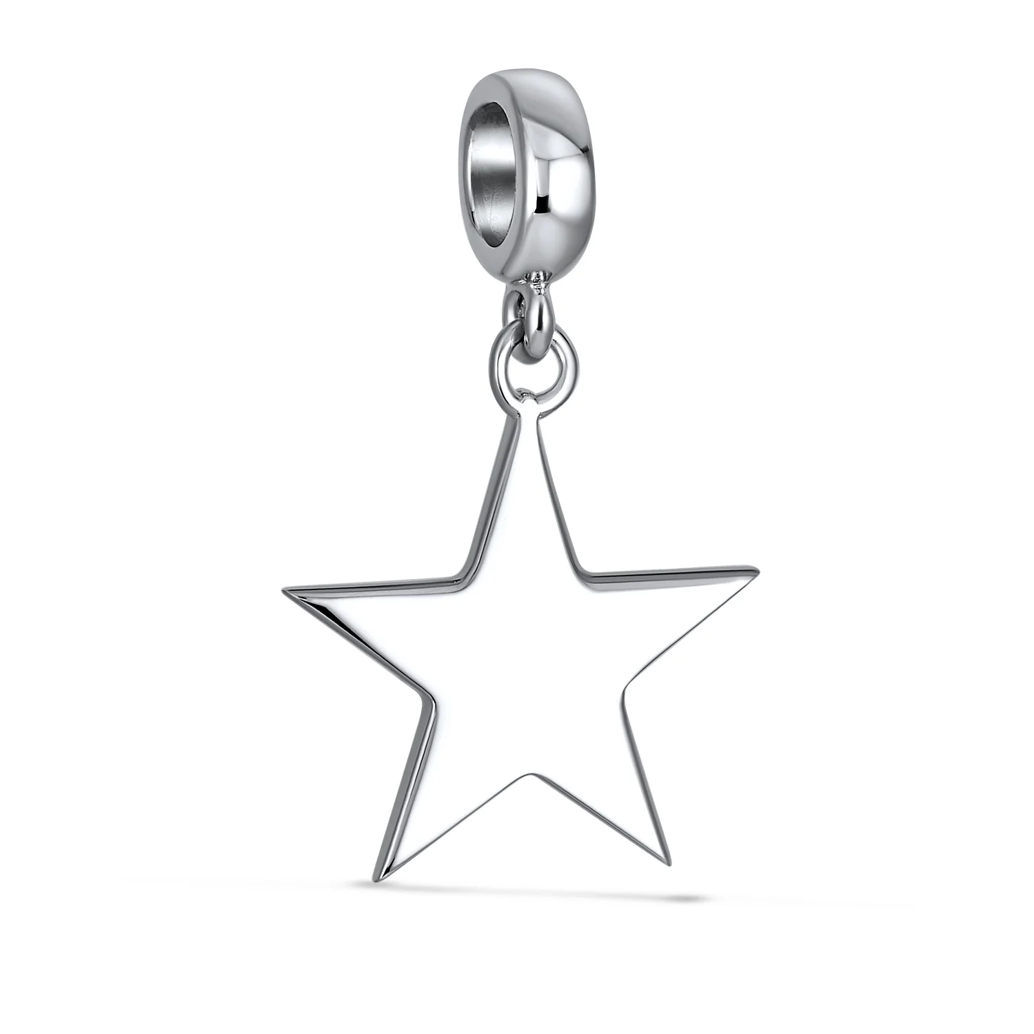 Patriotic Flag Star Dangle Charm Bead Sterling Silver for European Bracelet - Image 2