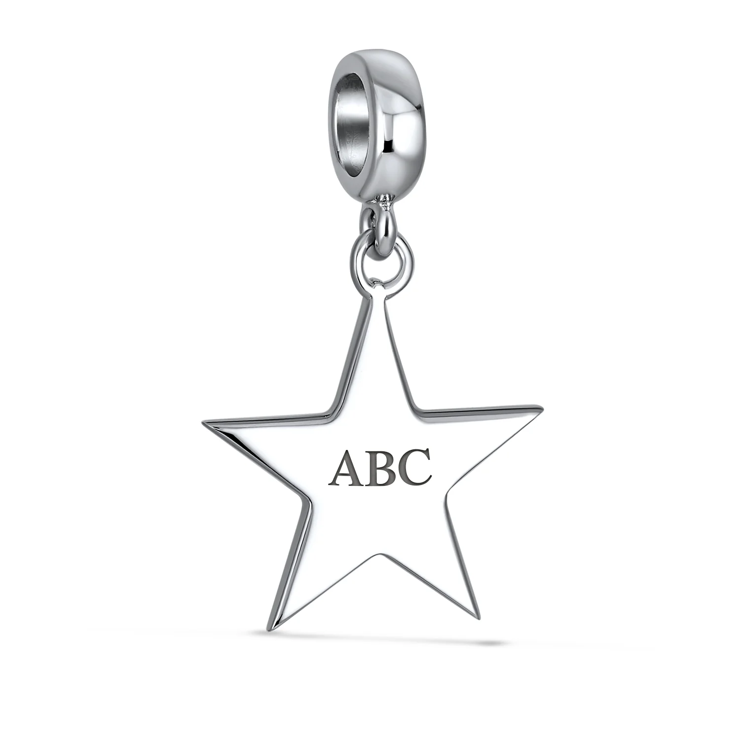 Patriotic Flag Star Dangle Charm Bead Sterling Silver for European Bracelet - Image 3