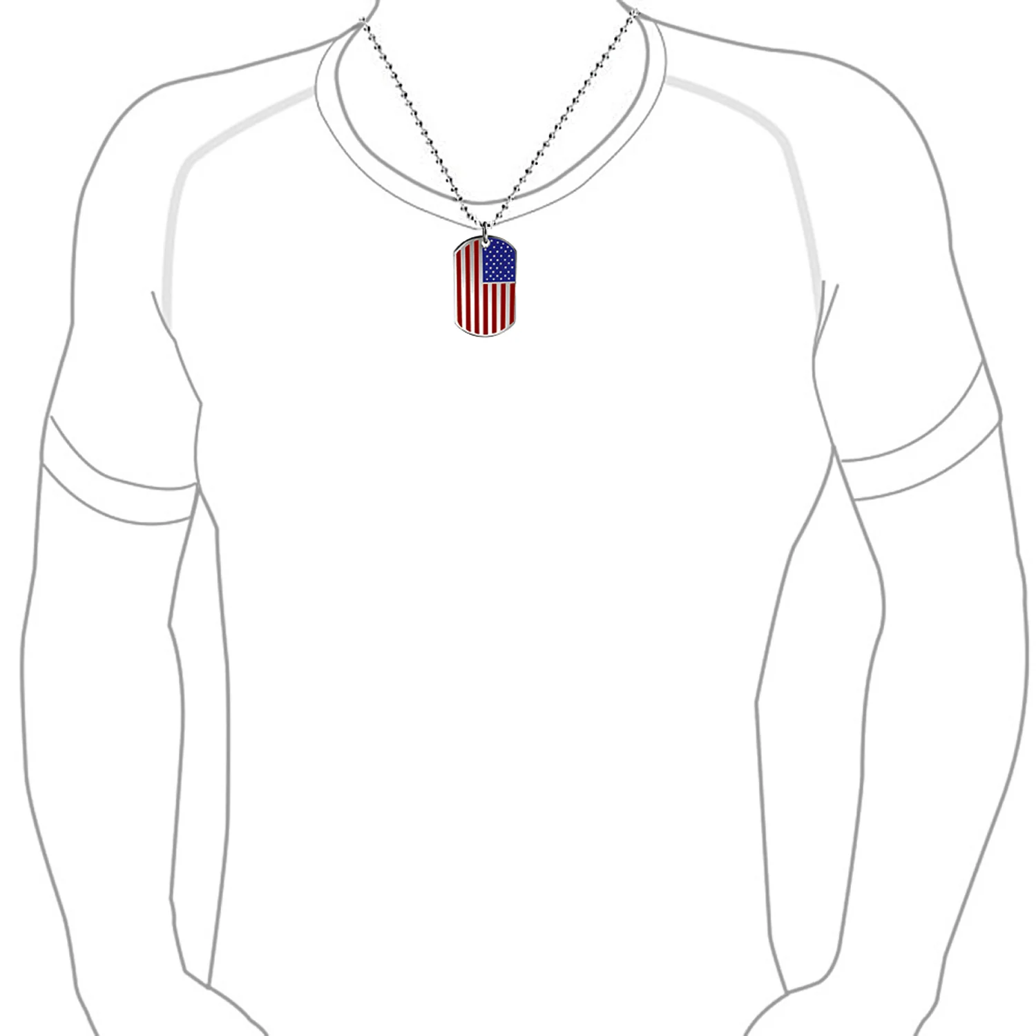 Patriotic Flag Star Dog Tag Pendant Necklace for Men in Red White Blue Stripes - Image 4