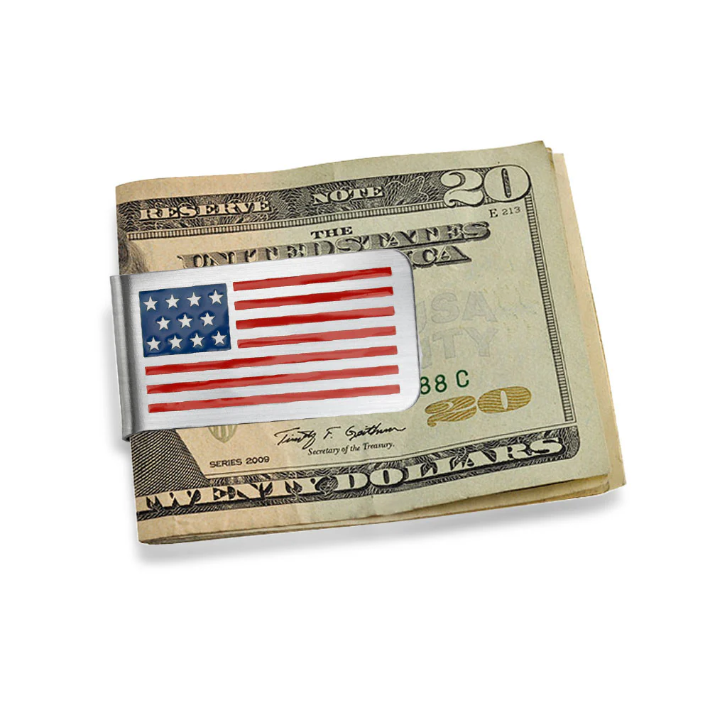 Patriotic USA Flag Money Clip for Men - Red White Blue Stars Stripes Design - Image 4