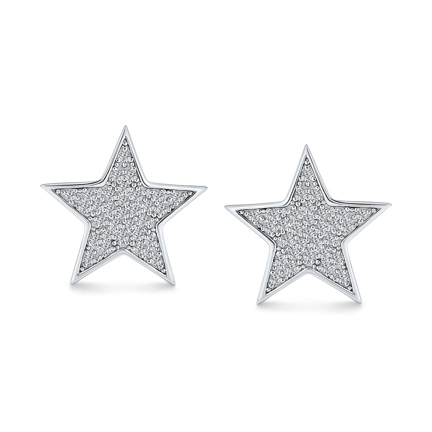 Patriotic Rock Star Sparkling Black CZ Stud Earrings Black Plated Silver - Image 4
