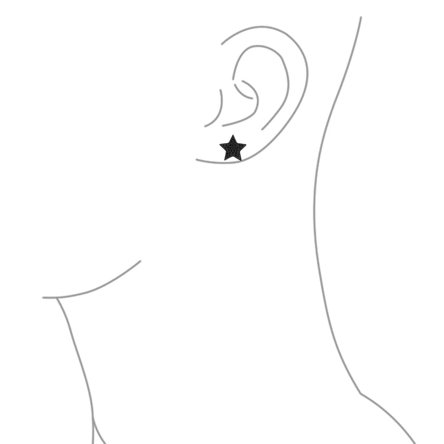 Patriotic Rock Star Sparkling Black CZ Stud Earrings Black Plated Silver - Image 5