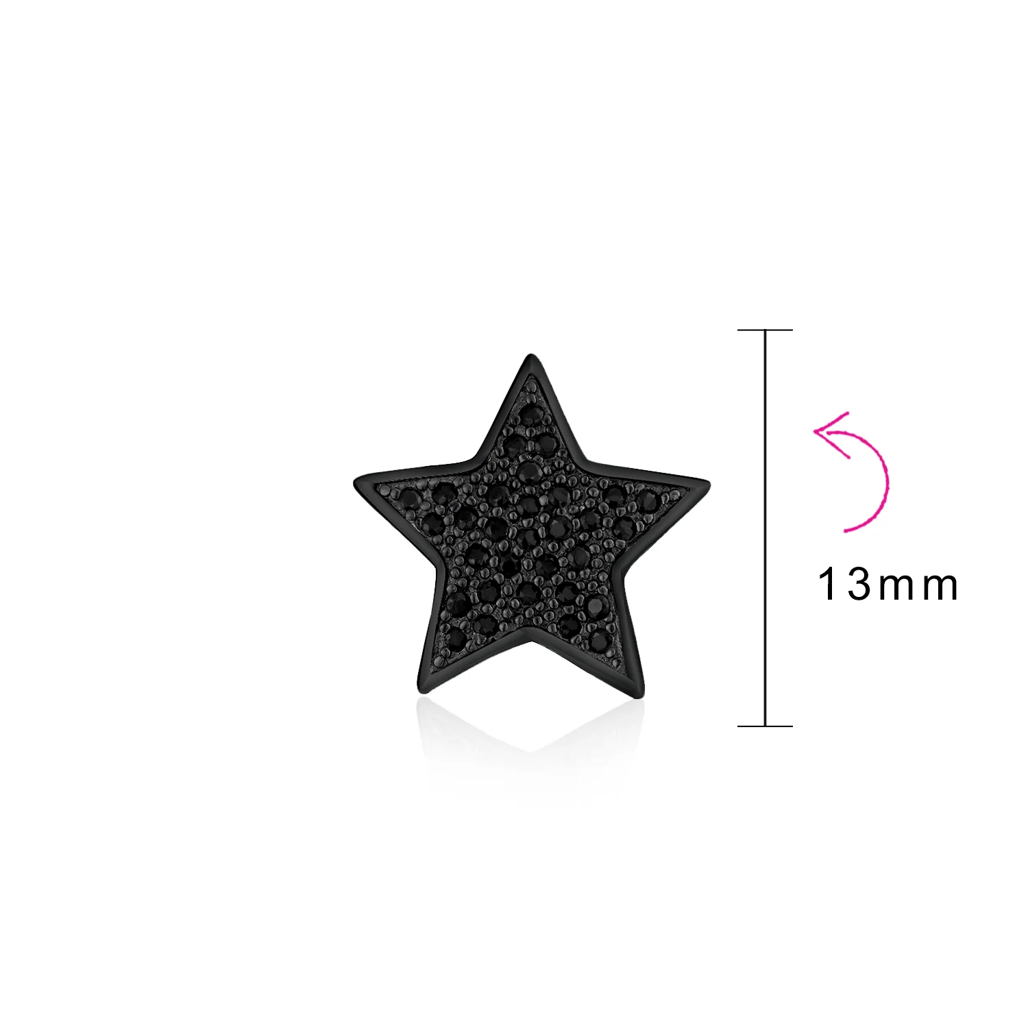 Patriotic Rock Star Sparkling Black CZ Stud Earrings Black Plated Silver - Image 7