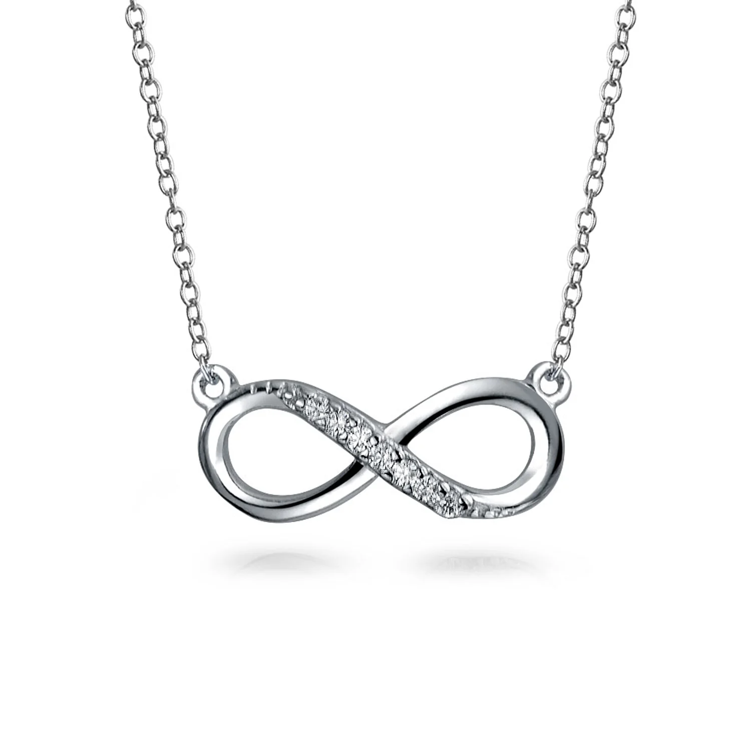 Romantic Forever Love Knot Symbol Sideways Infinity Pendant Necklace Sterling Silver