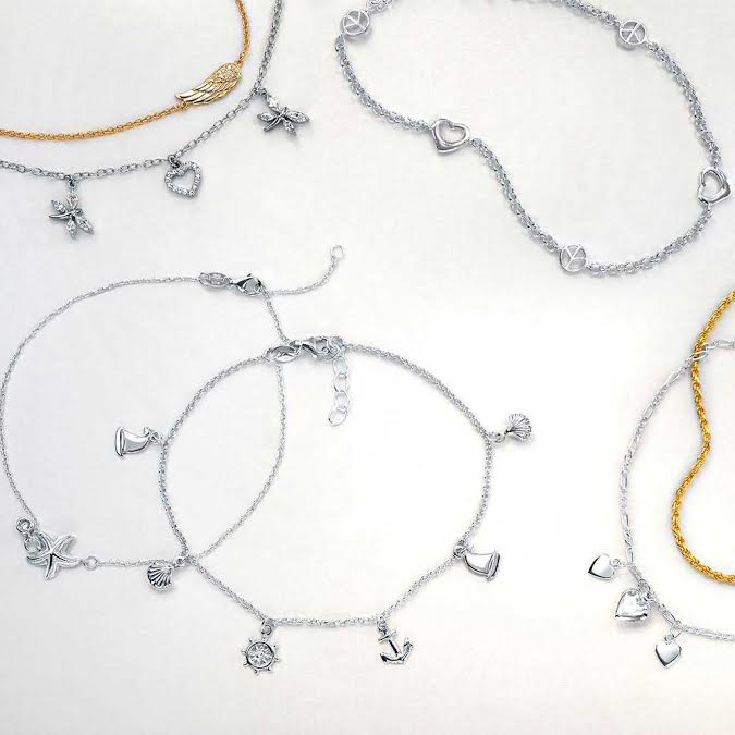 Peace Sign & Hearts Charm Anklet Ankle Bracelet .925 Sterling Silver Adjustable 9-10 Inch - Image 5
